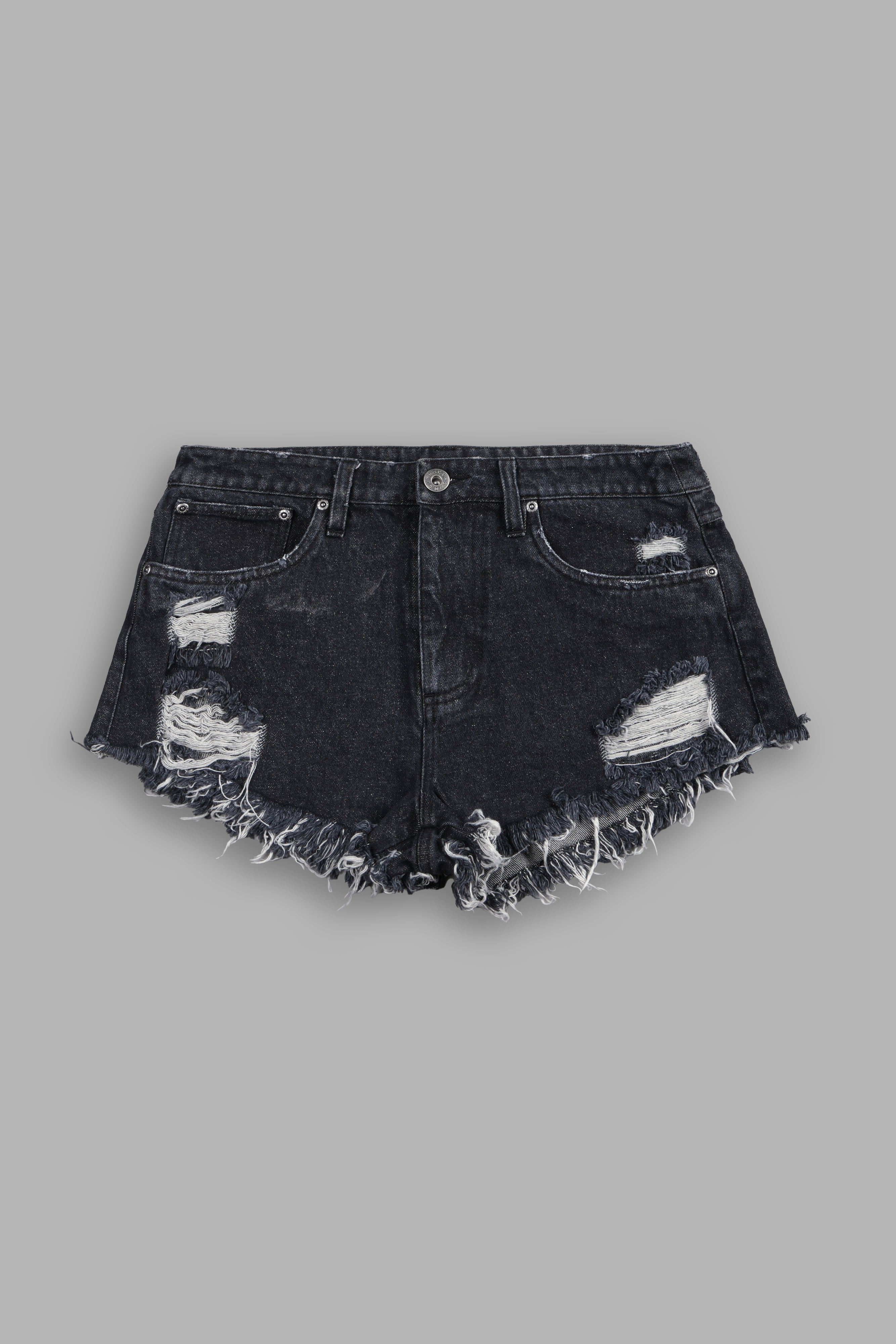 Wolves Chopper Low Rise Cut Off Shorts in Black