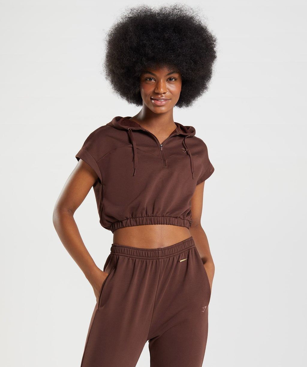 Whitney Cropped Sleeveless Hoodie - Rekindle Brown — imagem 1