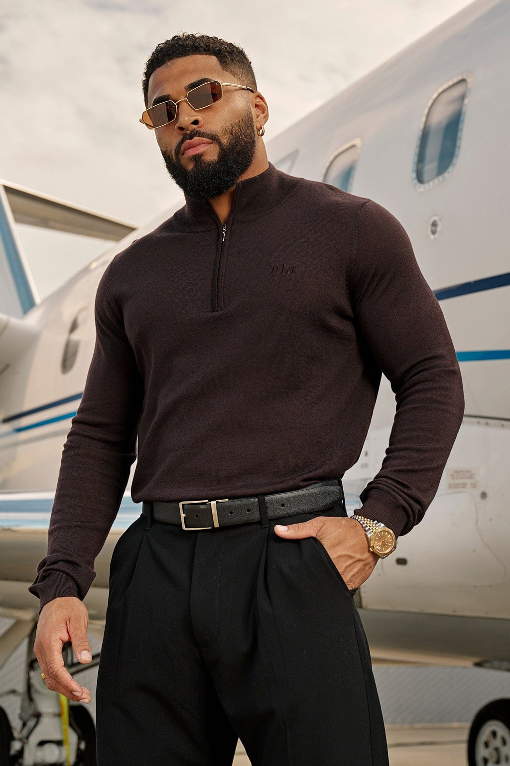 8048 - Monaco Wool Quarter-Zip Sweaters — imagem 1