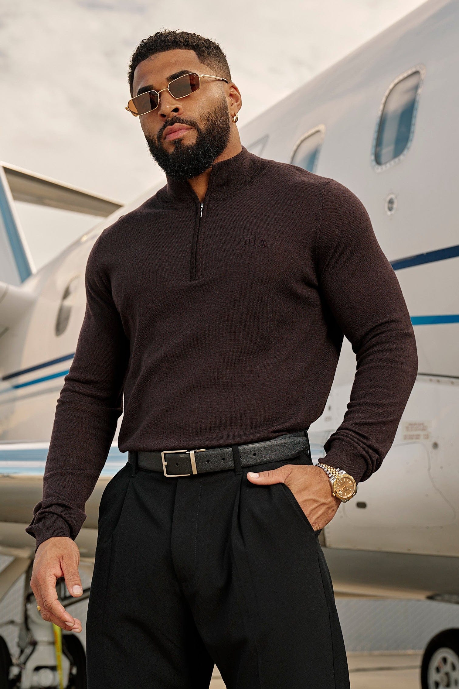 8048 - Monaco Wool Quarter-Zip Sweaters — imagem 1