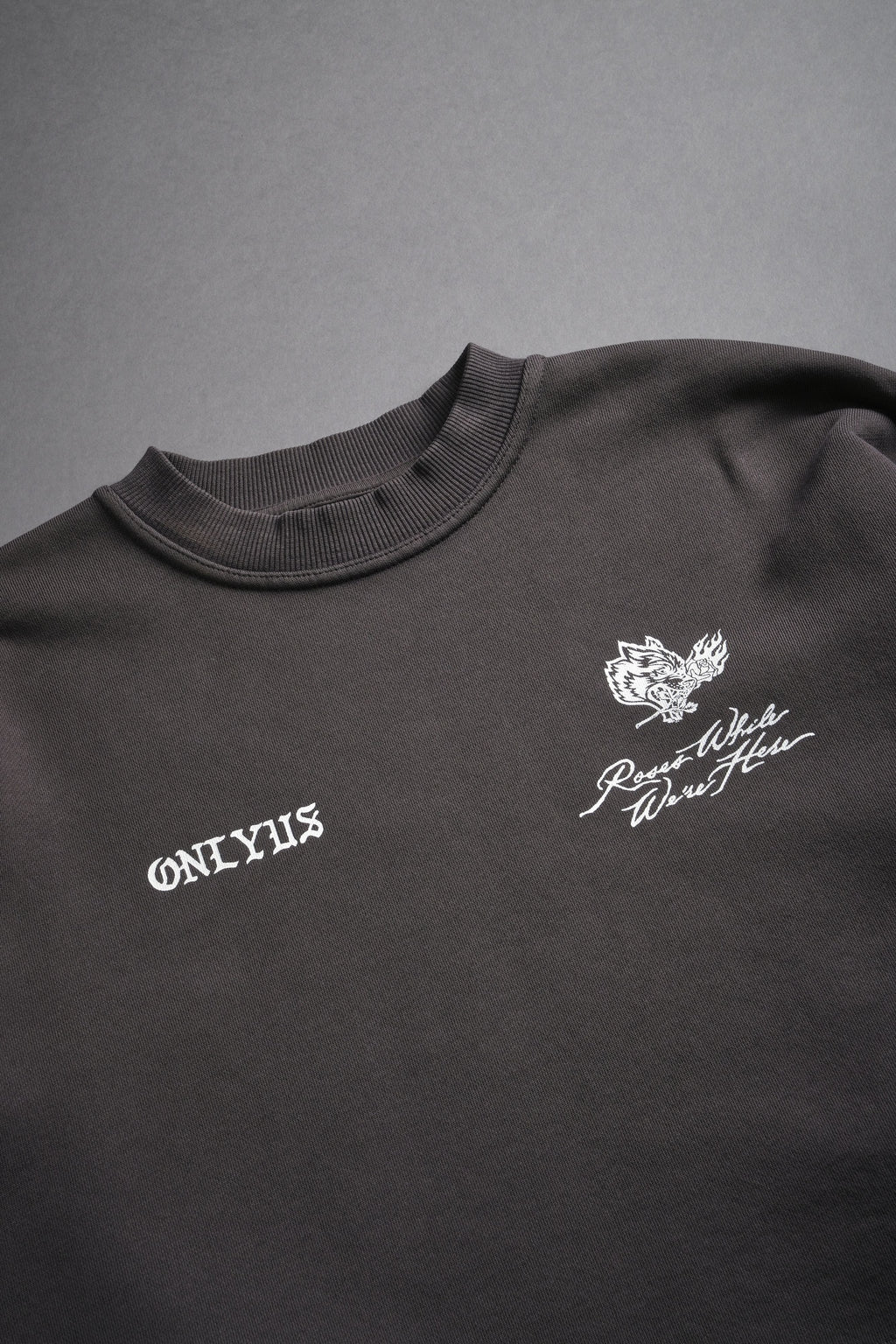 Mori Among Roses London (Cropped) Crewneck in Wolf Gray — imagem 8