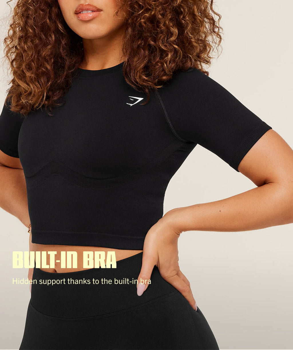 Lift Seamless Short Sleeve Top - Black Marl — imagem 2