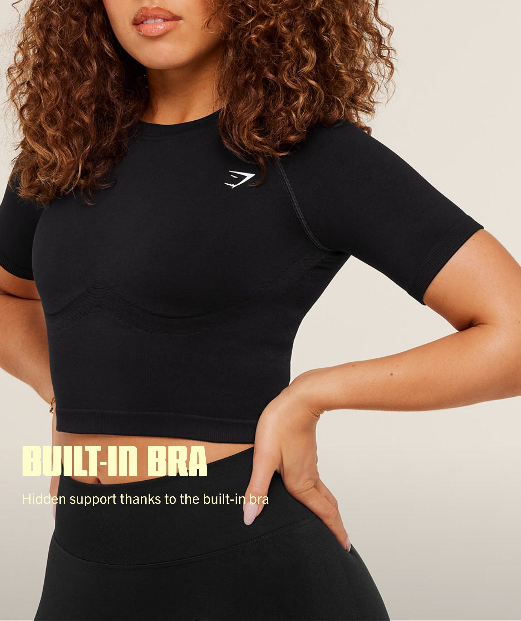 Lift Seamless Short Sleeve Top - Black Marl — imagem 2