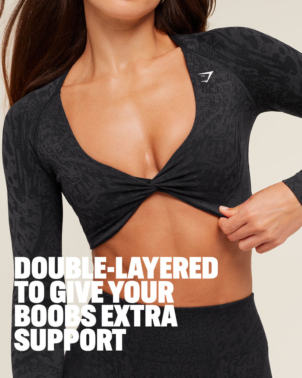 Adapt Animal X Whitney Long Sleeve Crop Top - Black/Asphalt Grey — imagem 2