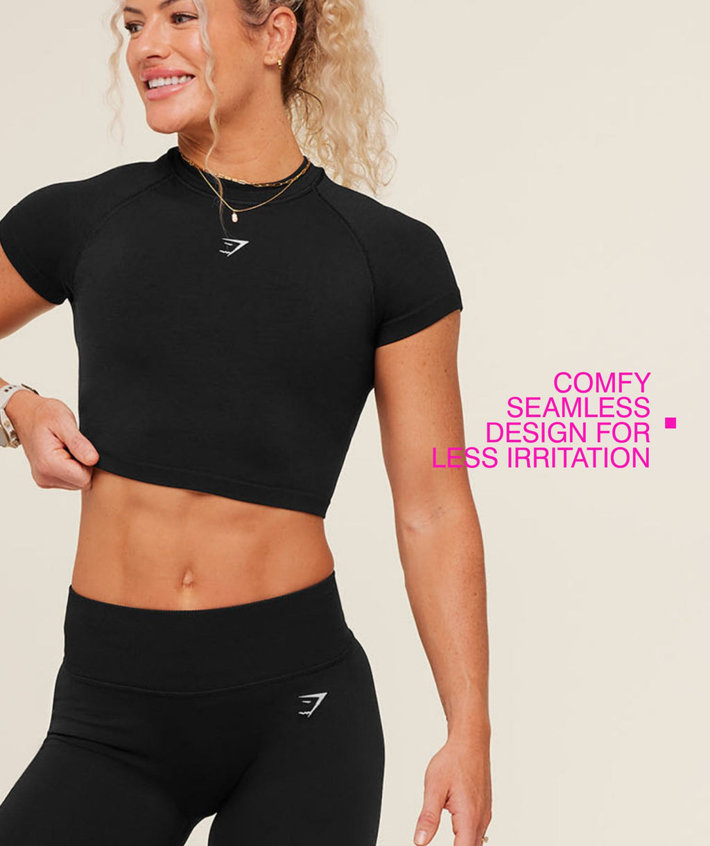 Interval Seamless Short Sleeve Crop Top - Black — imagem 2
