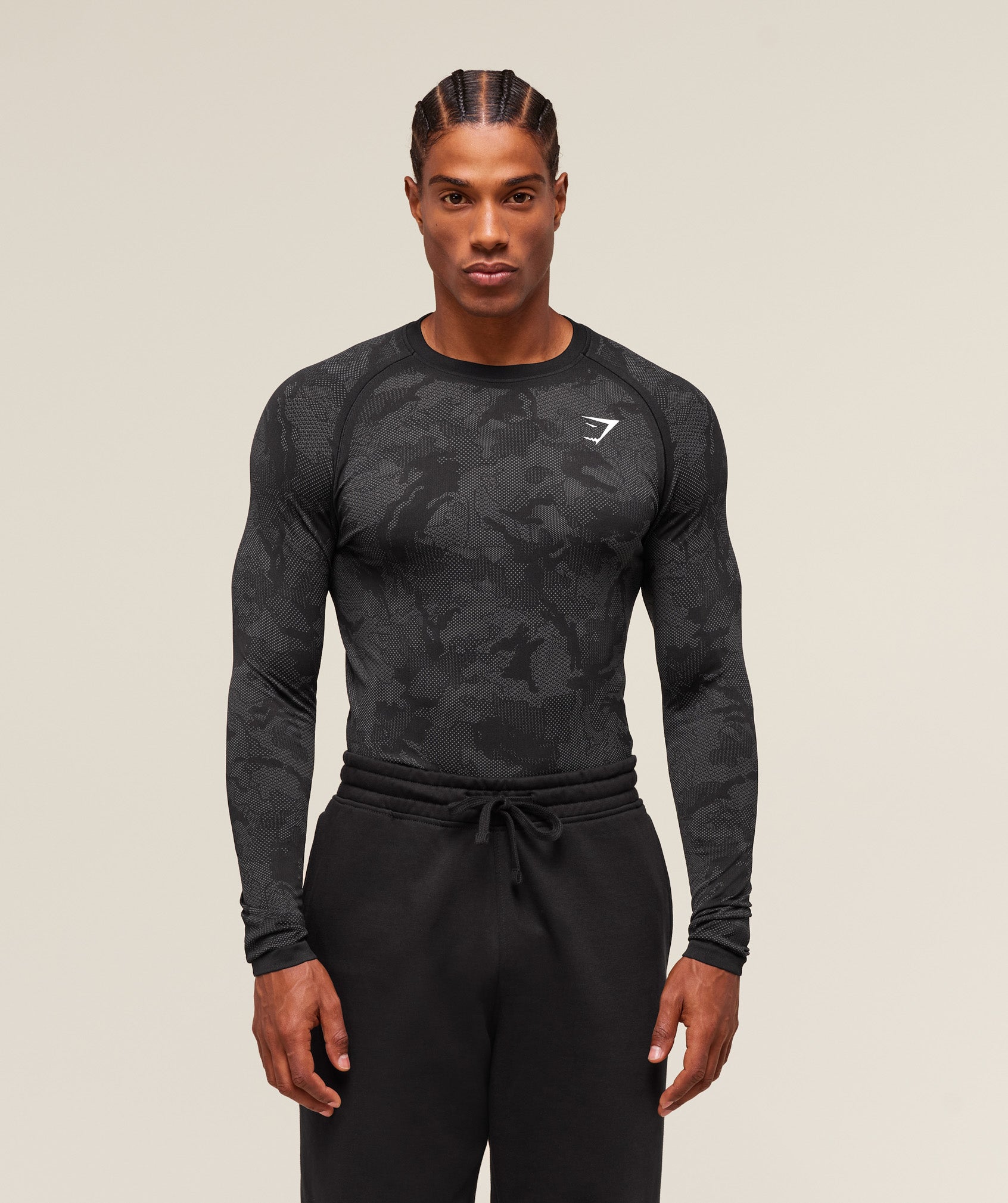 Geo Seamless Long Sleeve T-Shirt - Black/Charcoal Grey — imagem 1