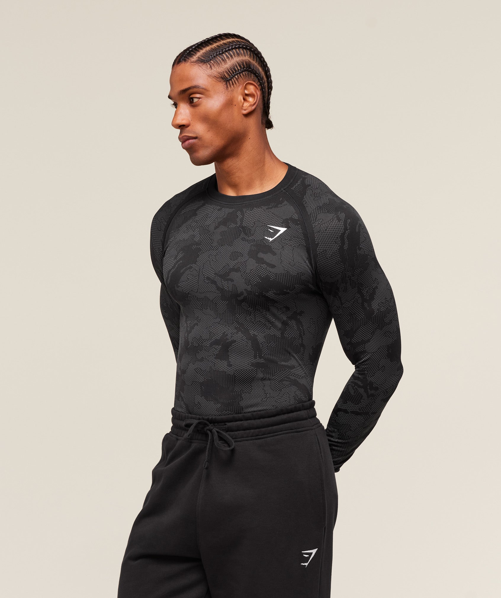 Geo Seamless Long Sleeve T-Shirt - Black/Charcoal Grey — imagem 3
