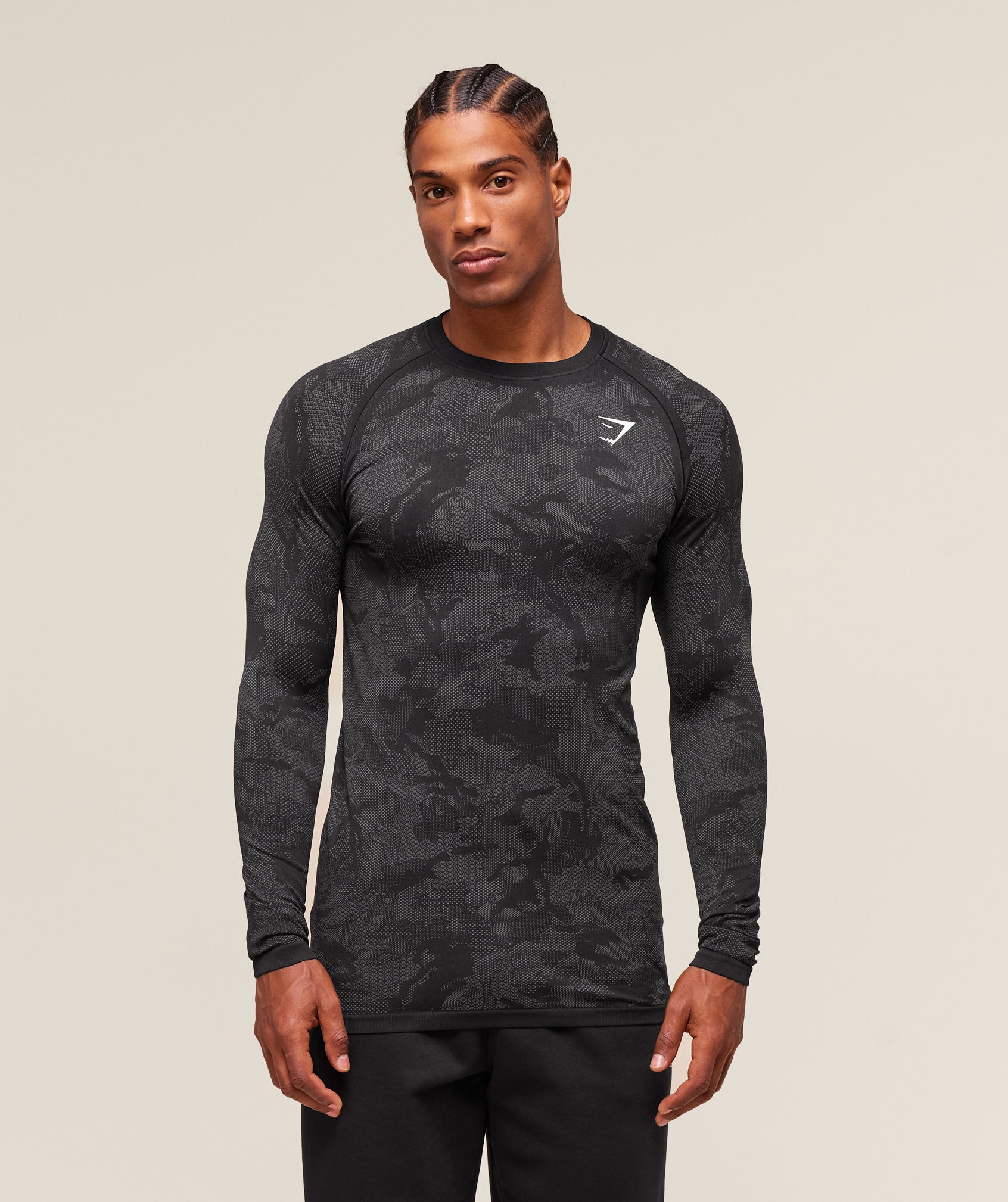 Geo Seamless Long Sleeve T-Shirt - Black/Charcoal Grey — imagem 4