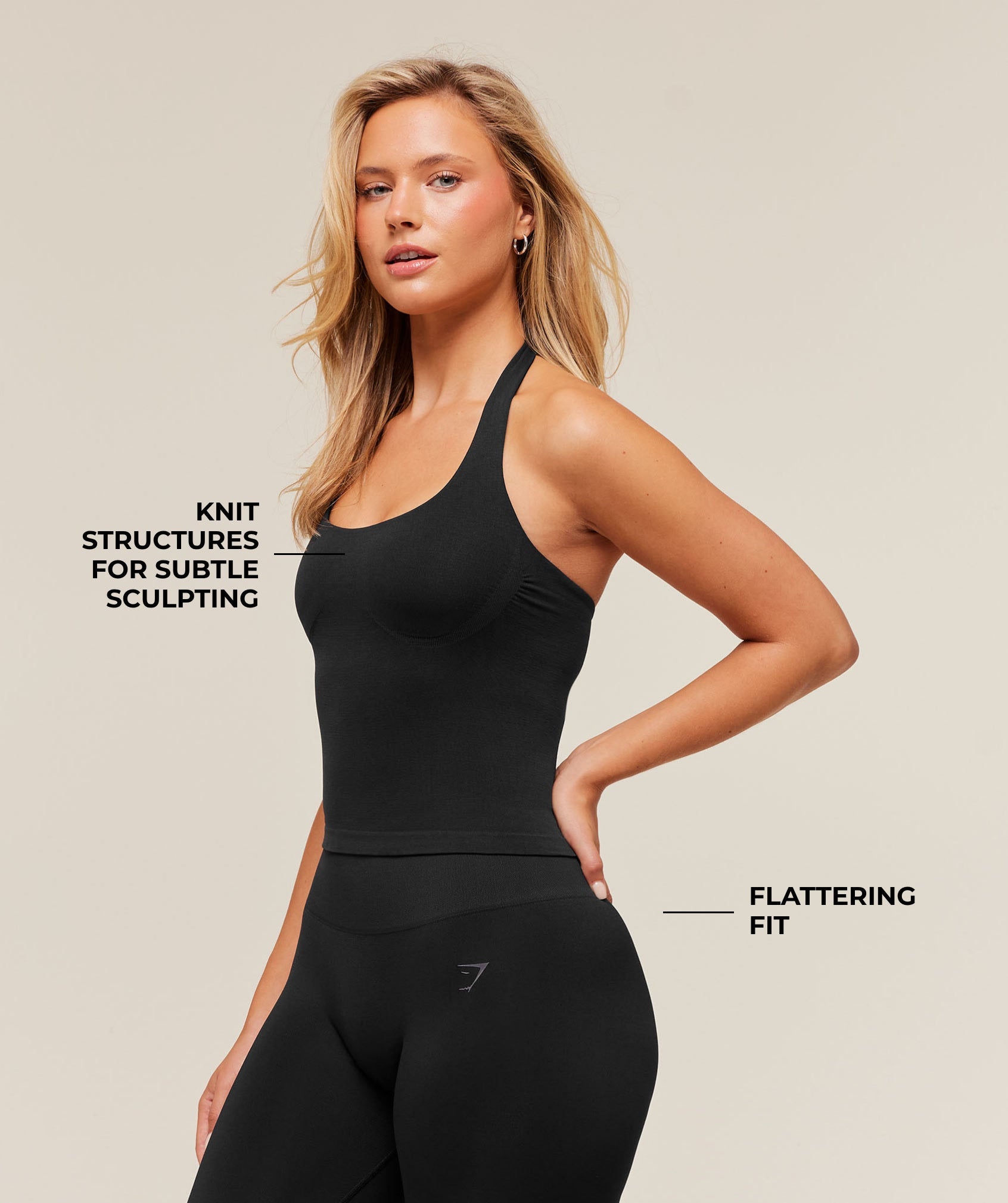 Soft Sculpt Halterneck Tank With Shelf - Black — imagem 2