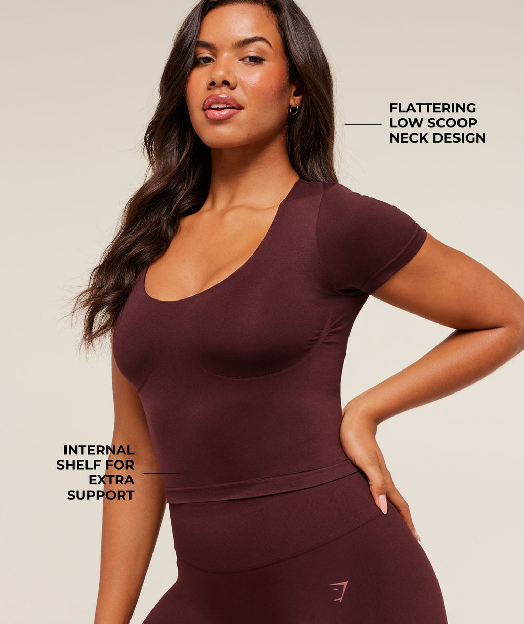 Soft Sculpt T-Shirt With Shelf - Rich Maroon — imagem 2