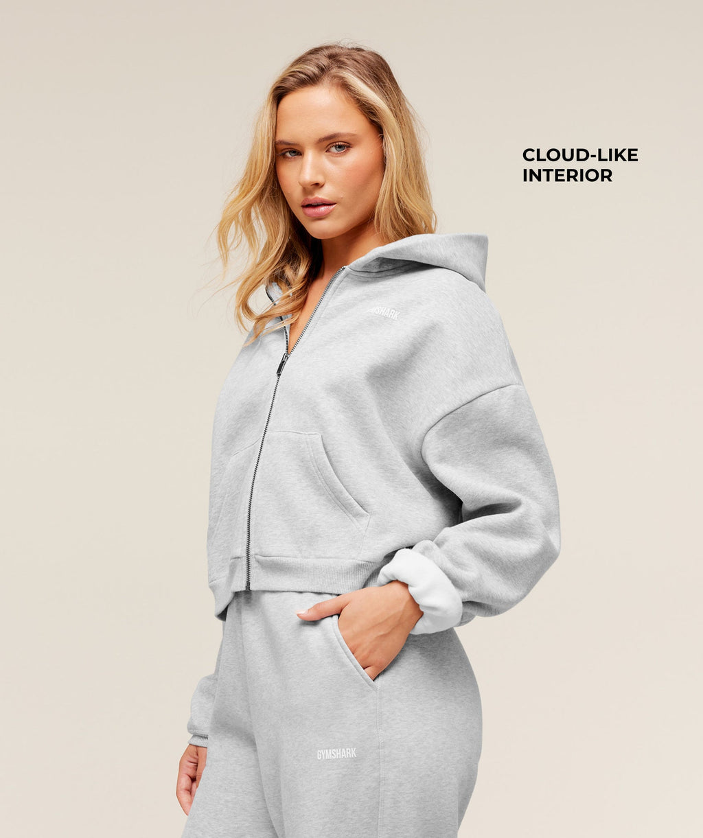 Cosy Luxe Zip Through Hoodie - Soft Grey Marl — imagem 2