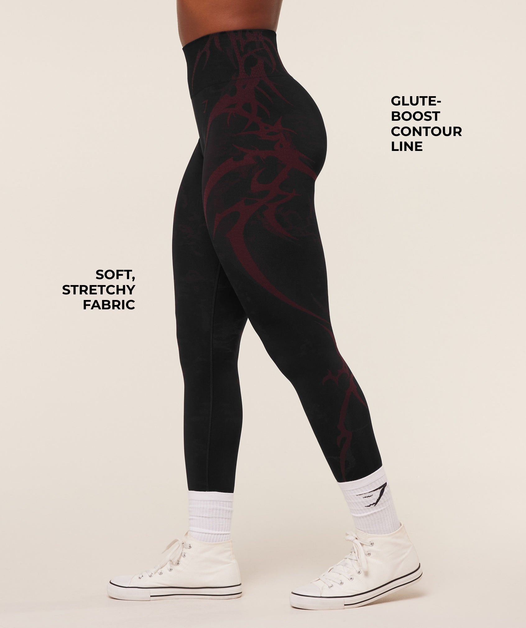 Storm Seamless Leggings - Black/Rich Maroon — imagem 3