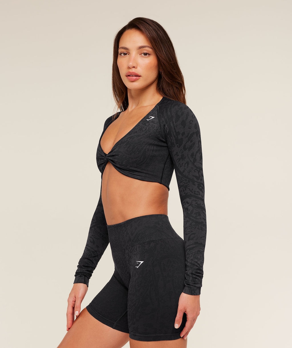 Adapt Animal X Whitney Long Sleeve Crop Top - Black/Asphalt Grey — imagem 4