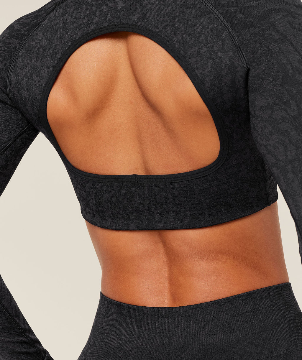 Adapt Animal X Whitney Long Sleeve Crop Top - Black/Asphalt Grey — imagem 6