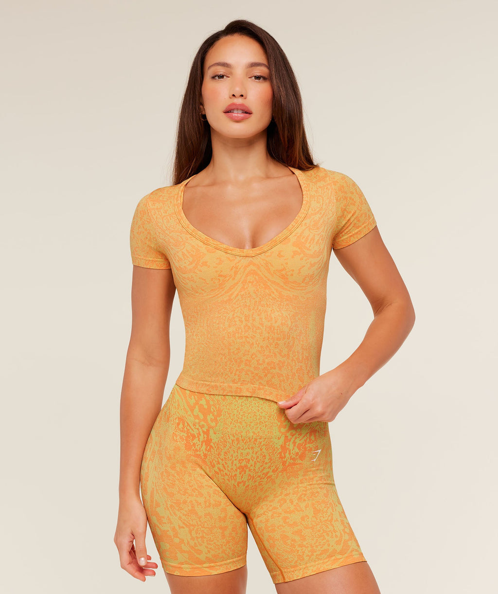 Adapt Animal X Whitney Short Sleeve Top - Sorbet Yellow /  Dayglow Peach — imagem 1