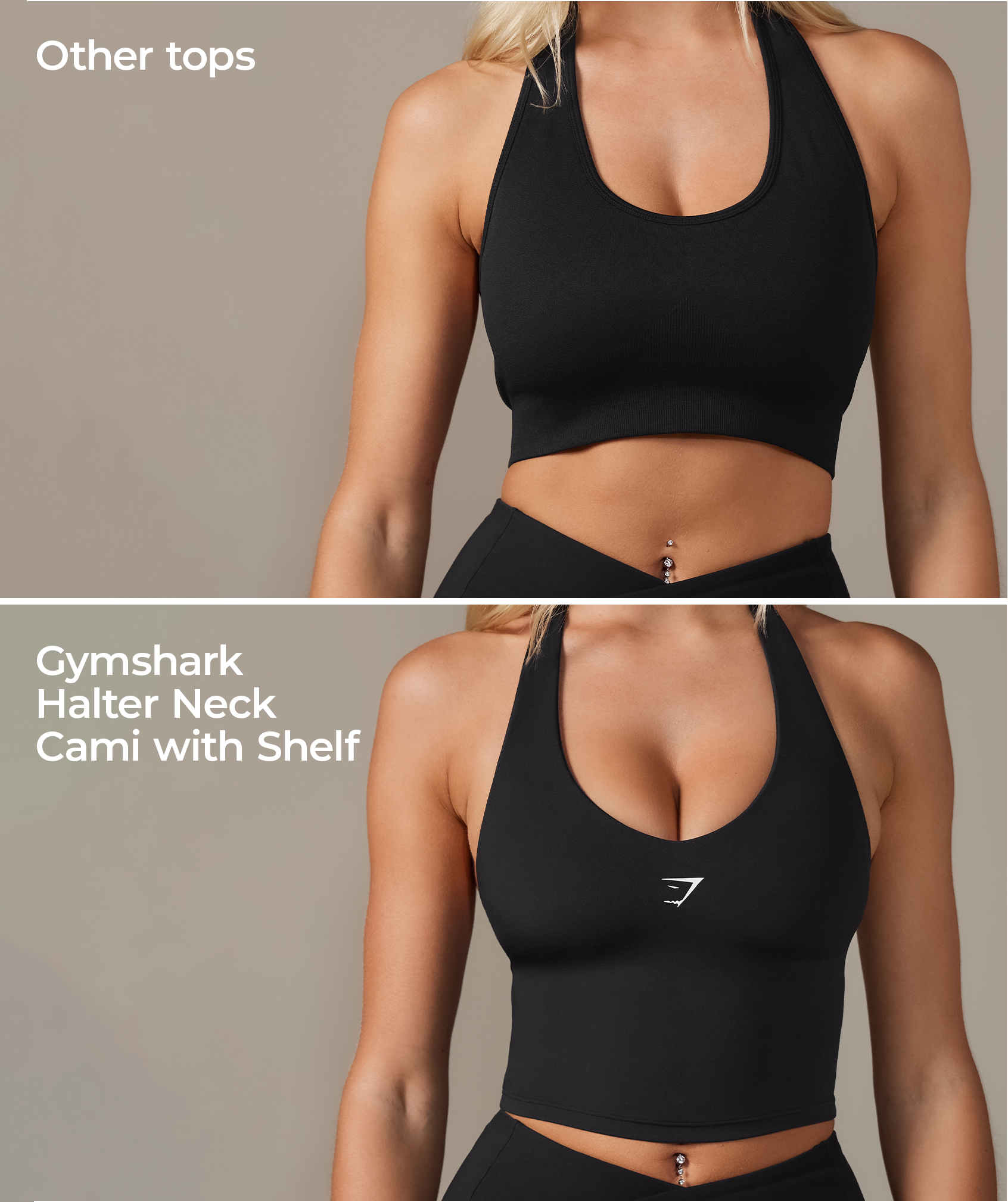 Halter Neck Cami with Shelf - Black — imagem 2
