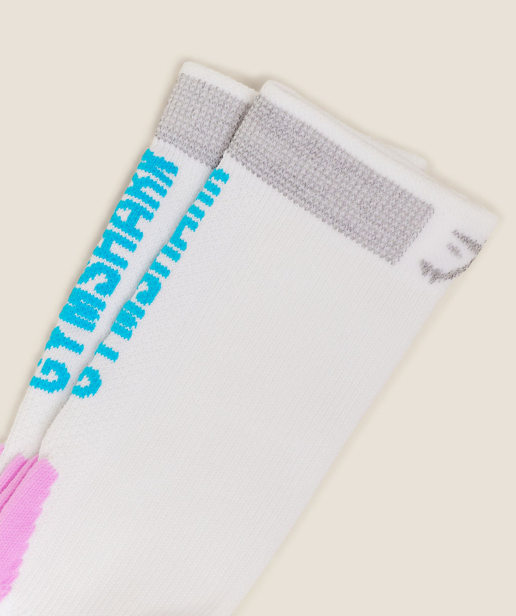Running Elite Crew Sock Single - White/Brand Blue/Sour Pink — imagem 2
