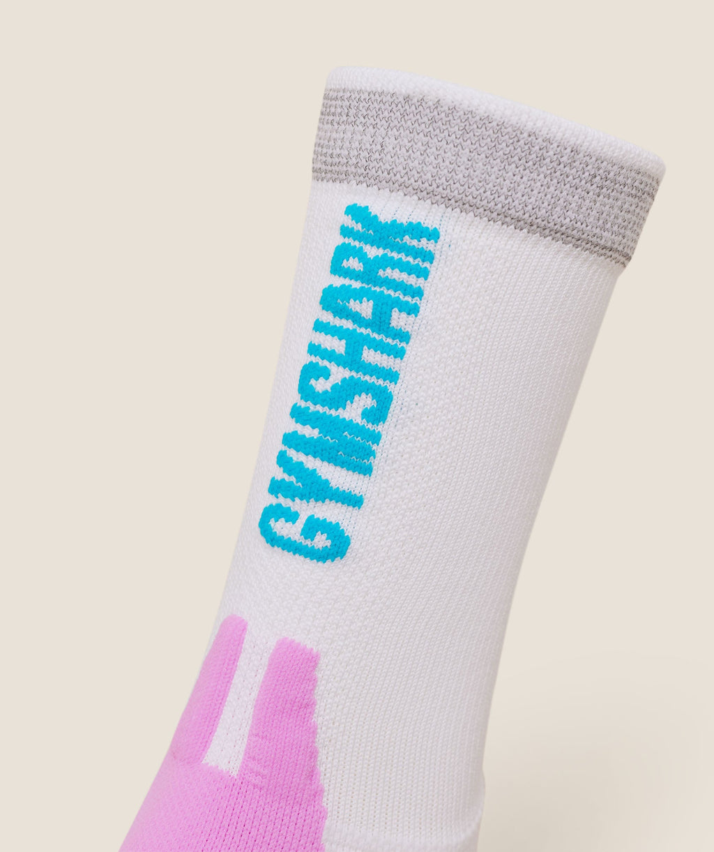 Running Elite Crew Sock Single - White/Brand Blue/Sour Pink — imagem 6