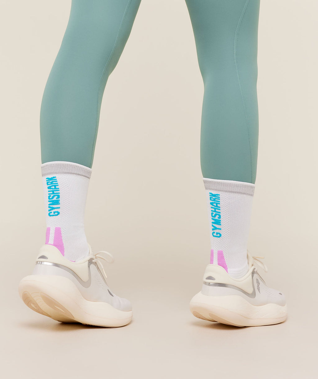 Running Elite Crew Sock Single - White/Brand Blue/Sour Pink — imagem 8