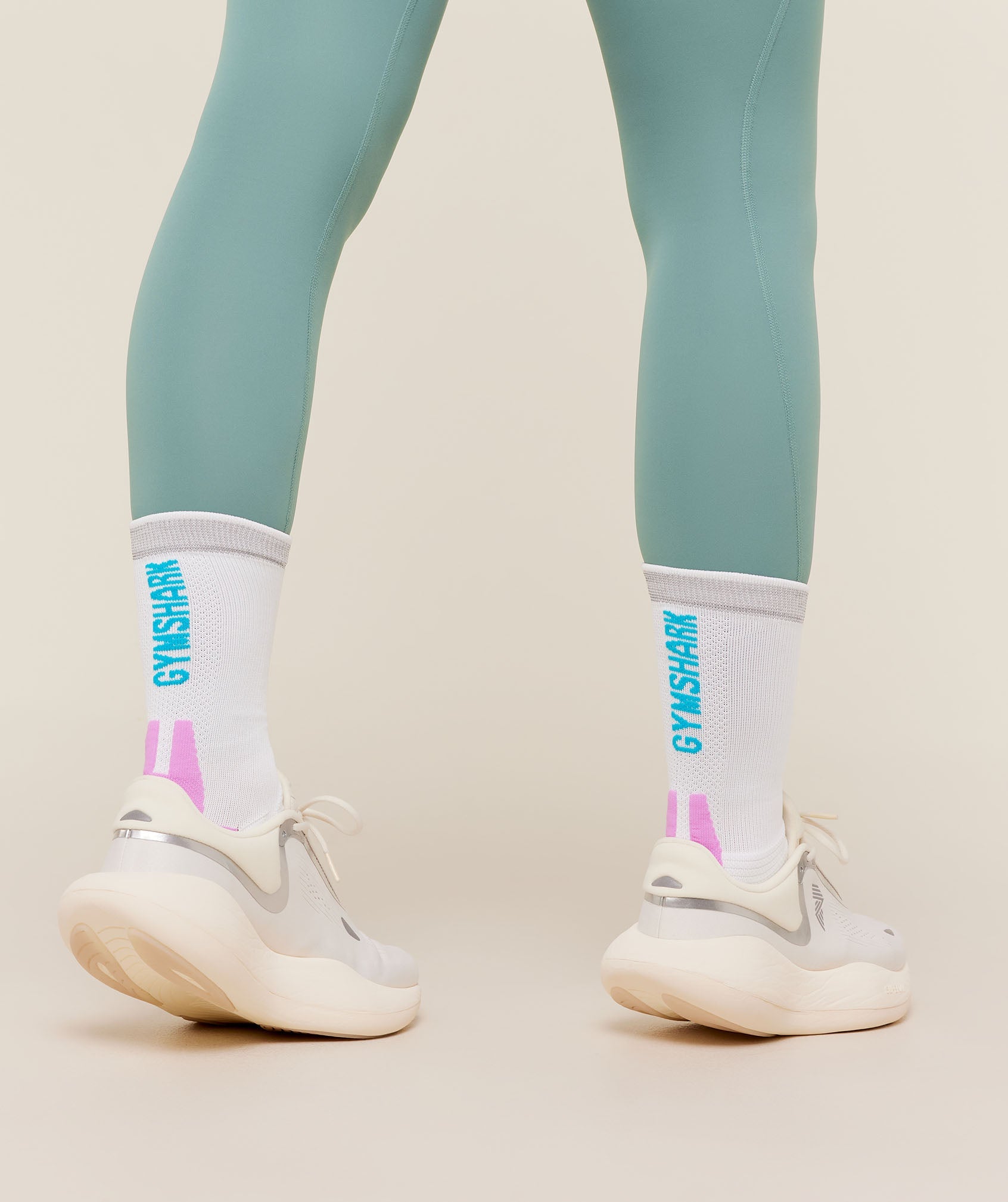 Running Elite Crew Sock Single - White/Brand Blue/Sour Pink — imagem 8