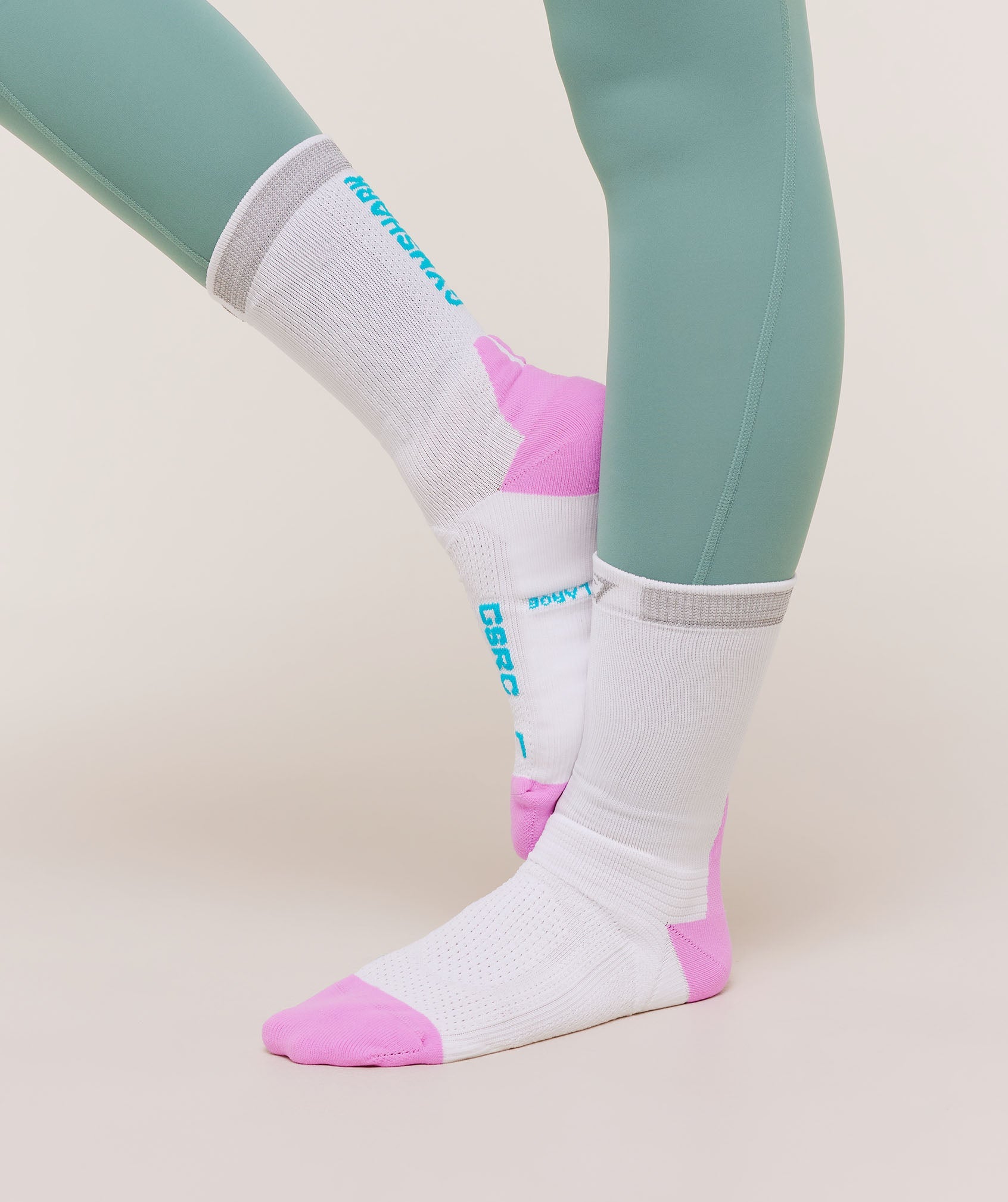 Running Elite Crew Sock Single - White/Brand Blue/Sour Pink — imagem 7