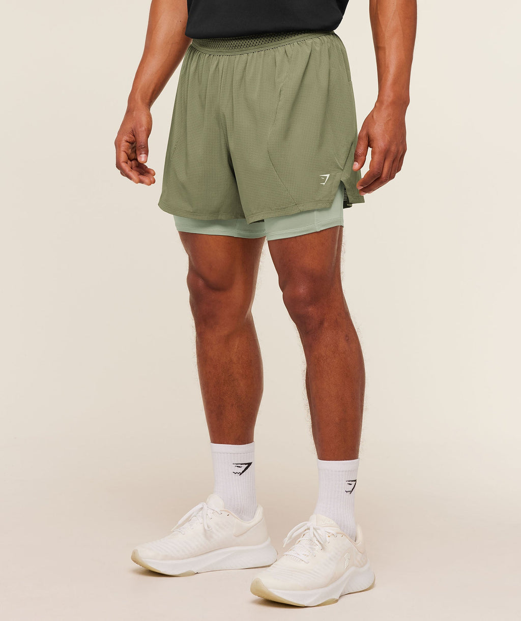 Running 4" 2in1 Shorts - Grounded Green /  Haze Green — imagem 3