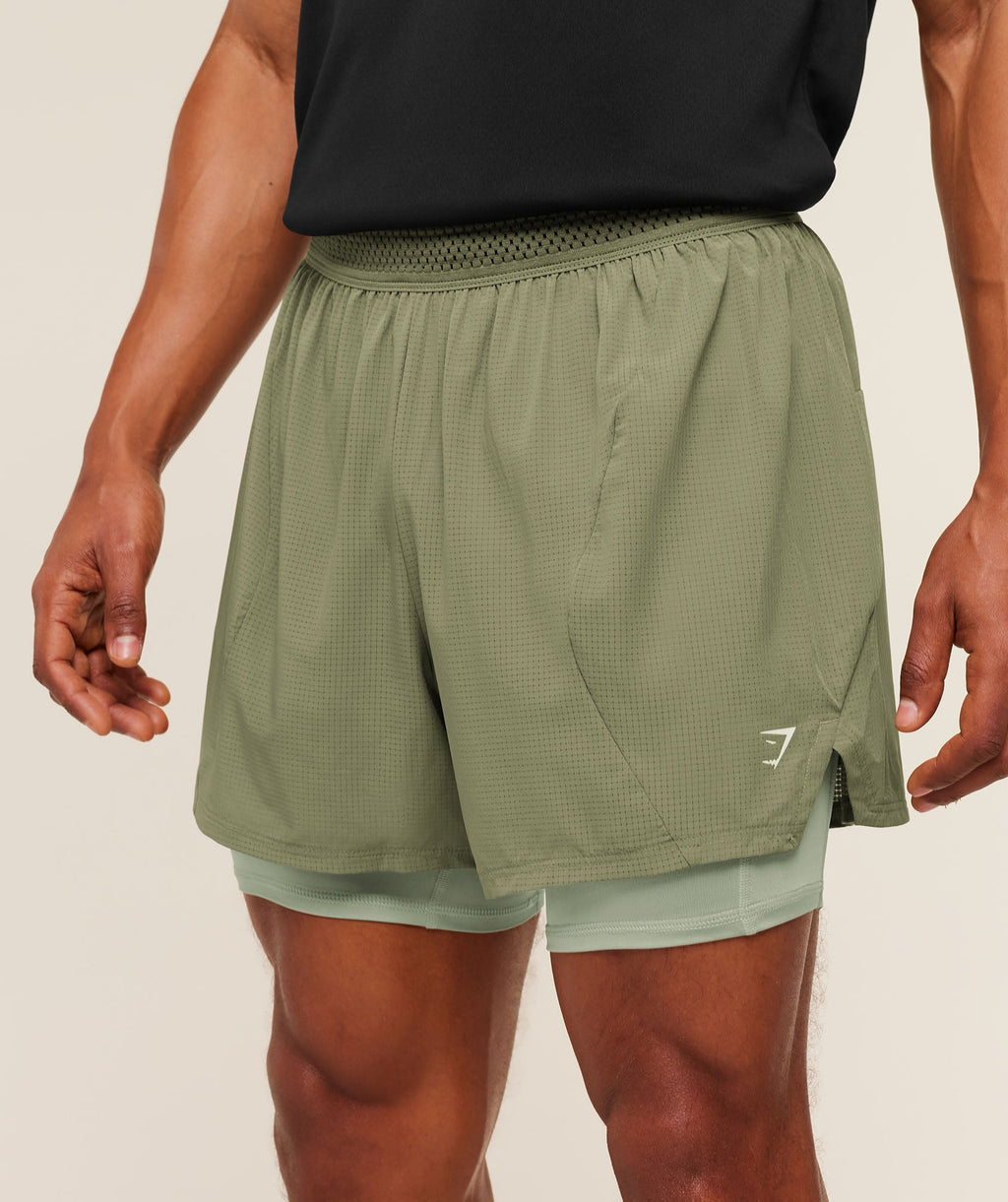 Running 4" 2in1 Shorts - Grounded Green /  Haze Green — imagem 5