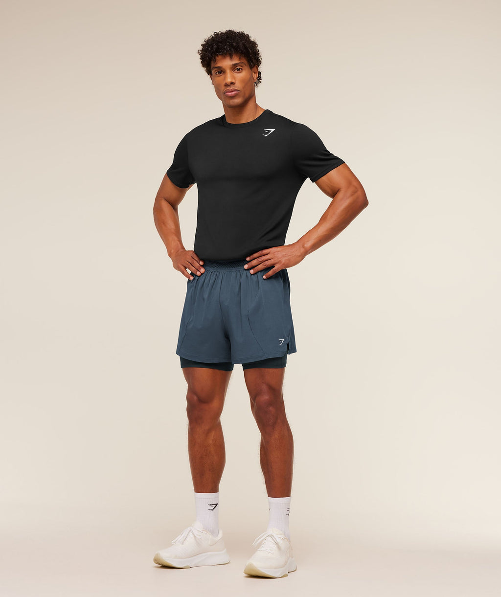 Running 4" 2in1 Shorts - GS Stealth Blue/GS Deep Petrol Blue — imagem 4