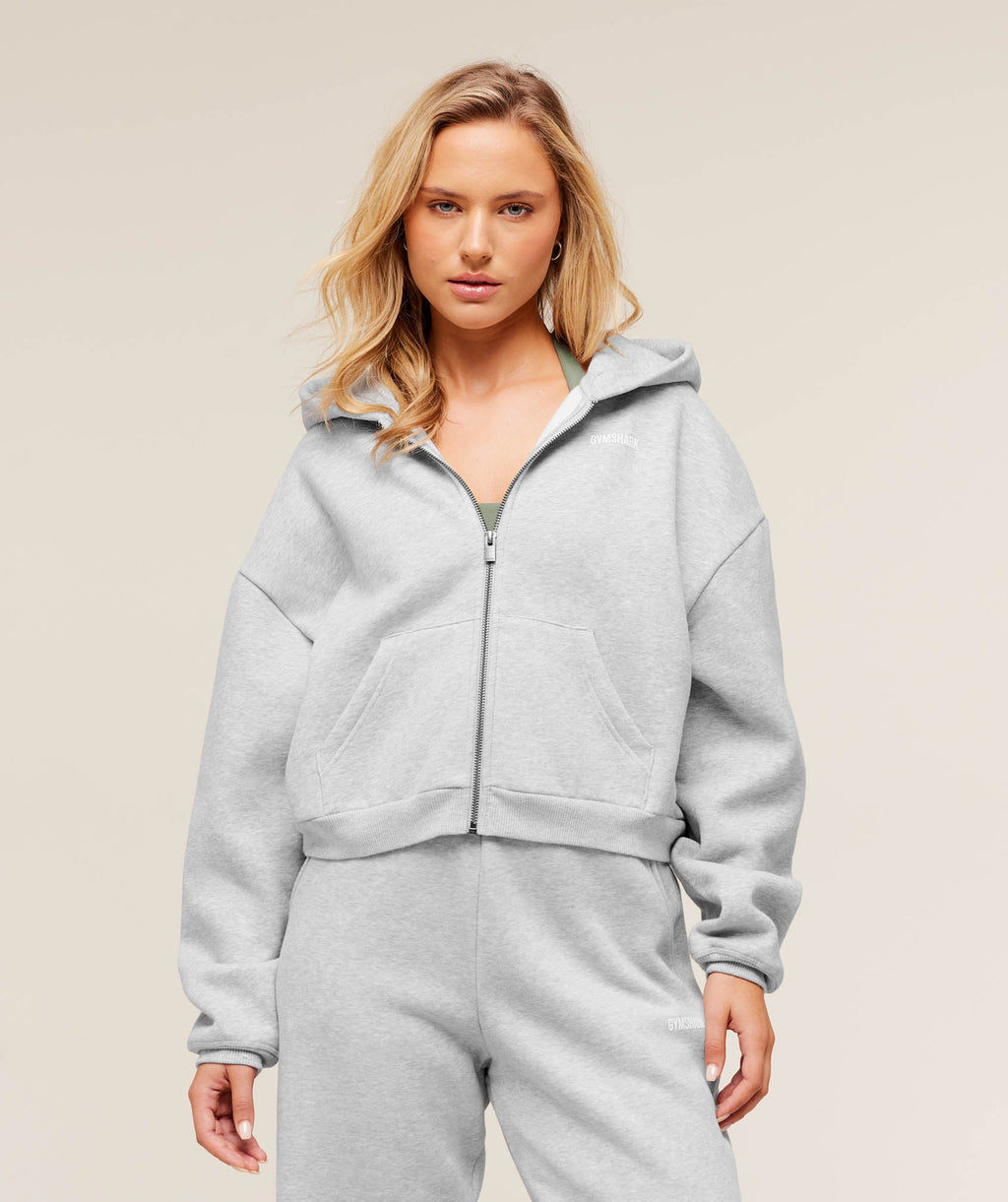 Cosy Luxe Zip Through Hoodie - Soft Grey Marl — imagem 1