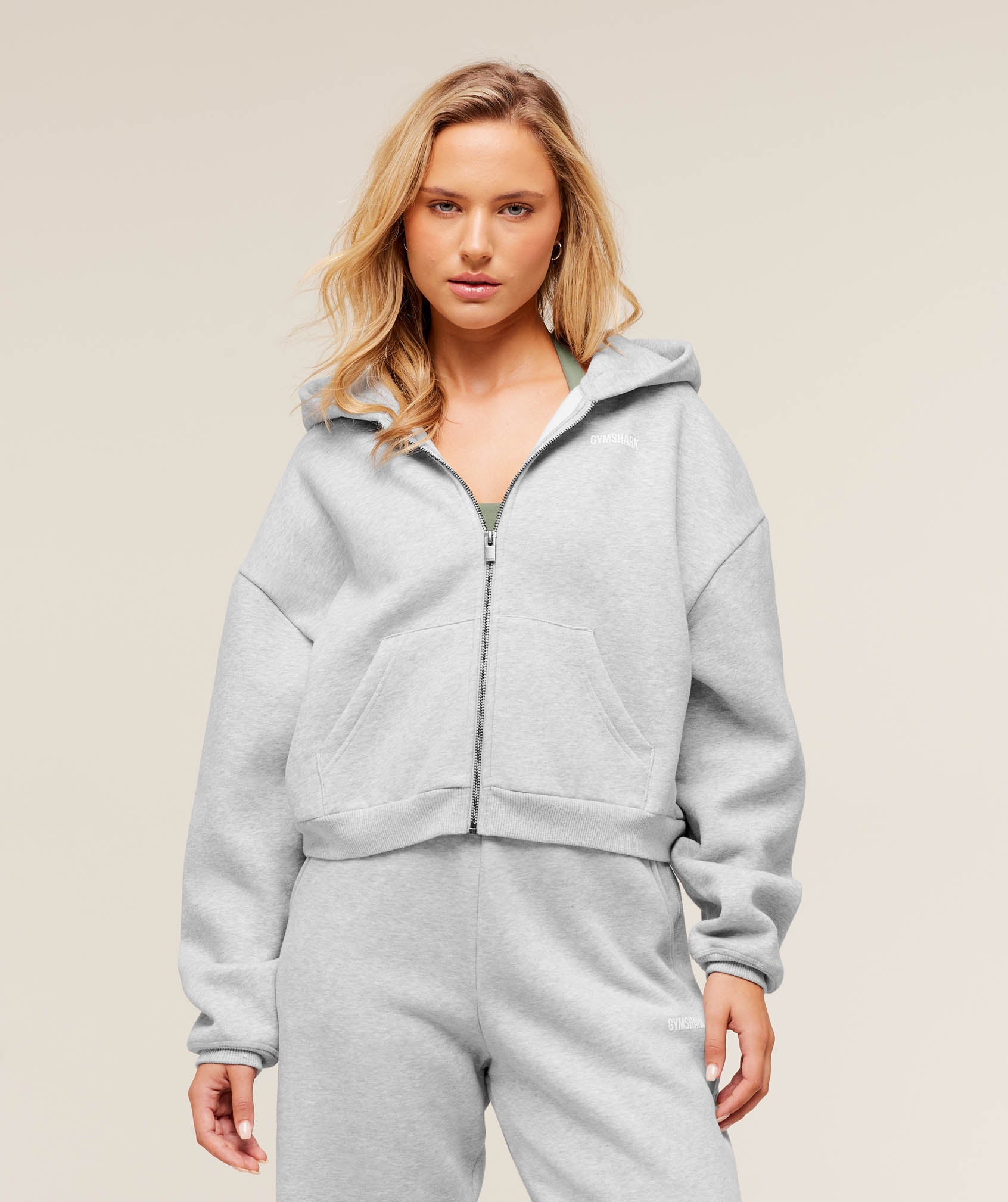 Cosy Luxe Zip Through Hoodie - Soft Grey Marl — imagem 1