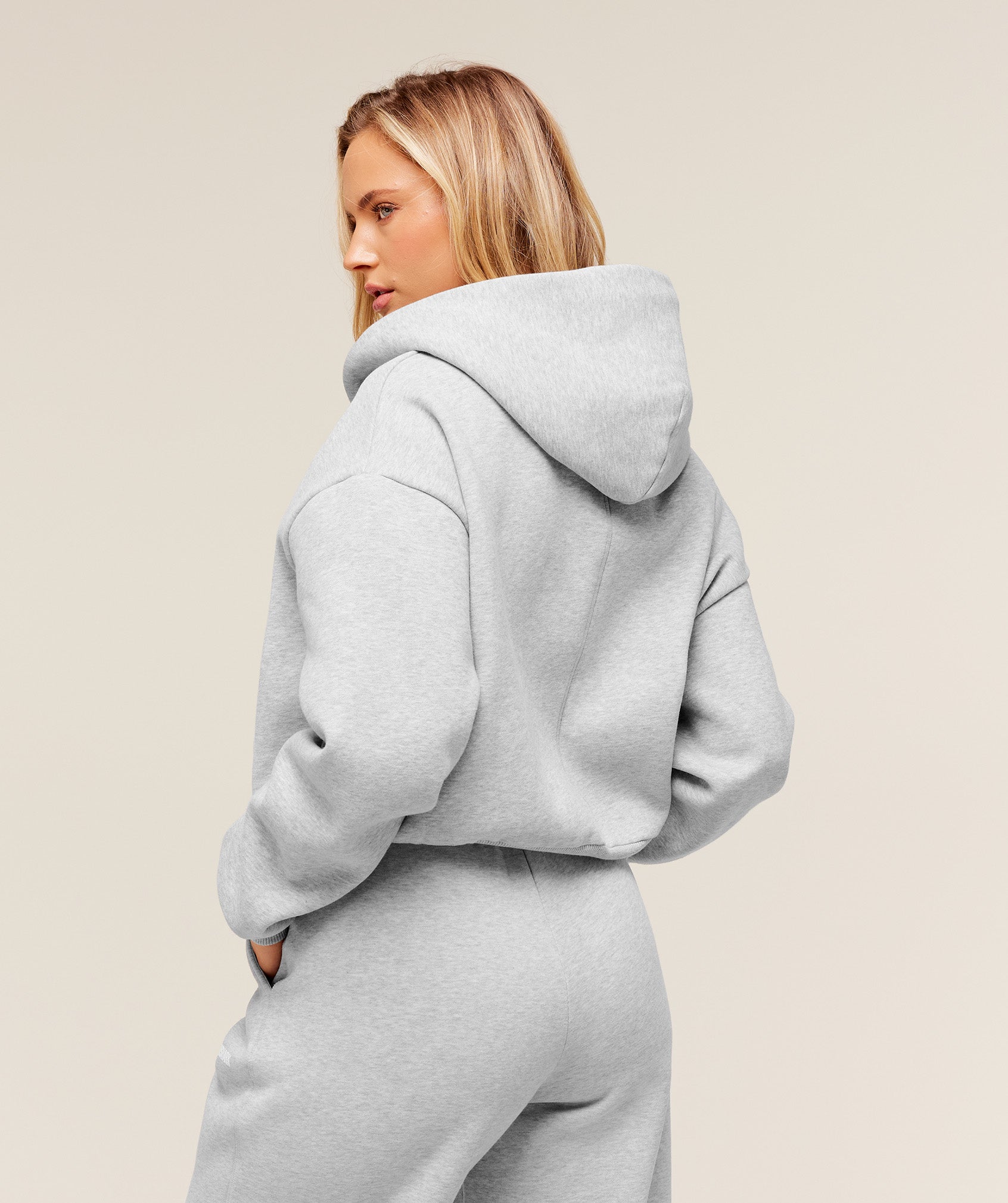 Cosy Luxe Zip Through Hoodie - Soft Grey Marl — imagem 3