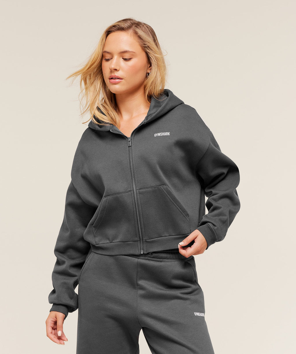 Cosy Luxe Zip Through Hoodie - Grey — imagem 1