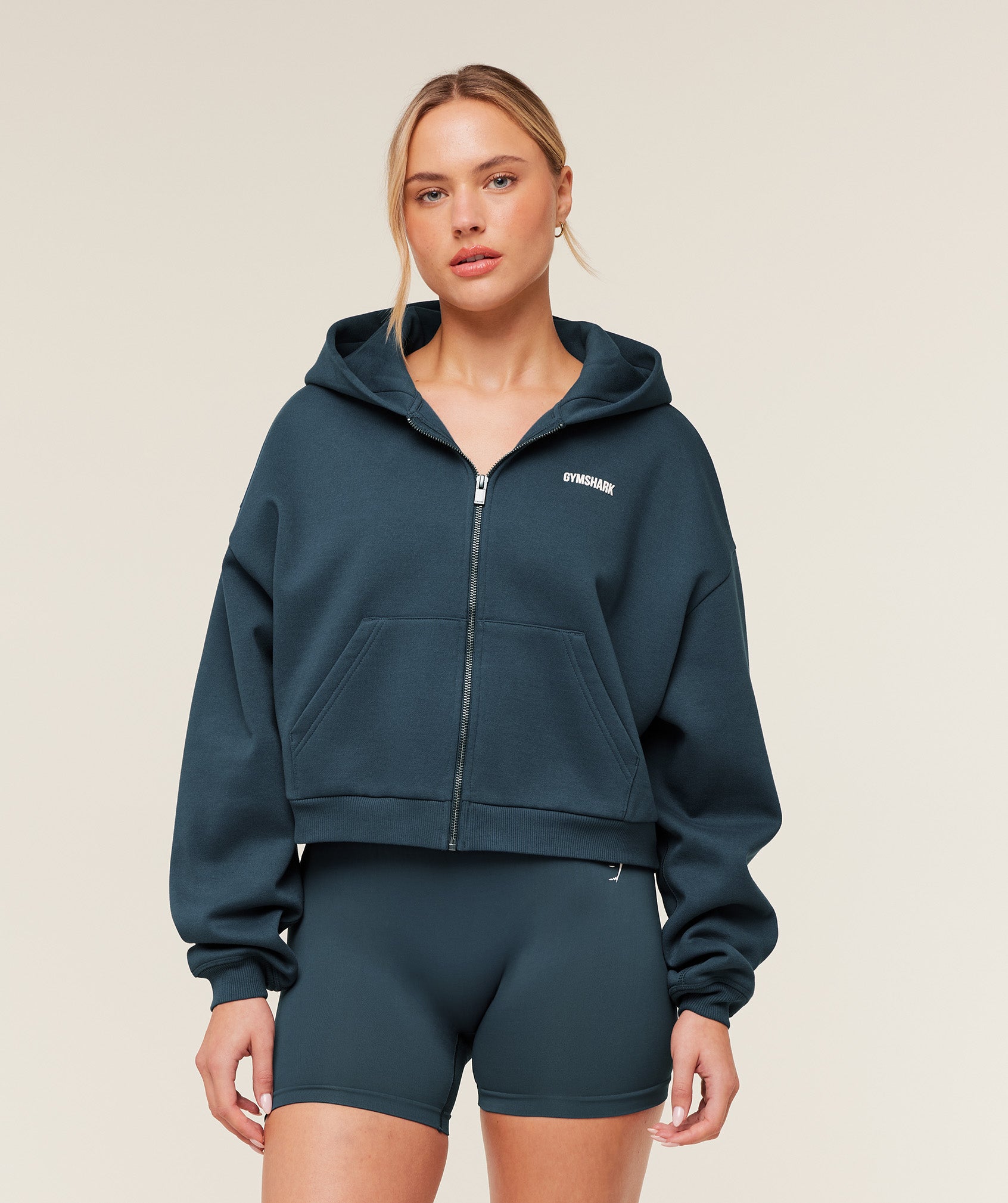 Cosy Luxe Zip Through Hoodie - GS Stealth Blue — imagem 1