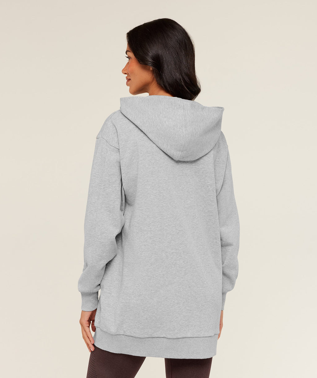 Covered Longline Zip Up Hoodie - Light Grey Core Marl — imagem 2