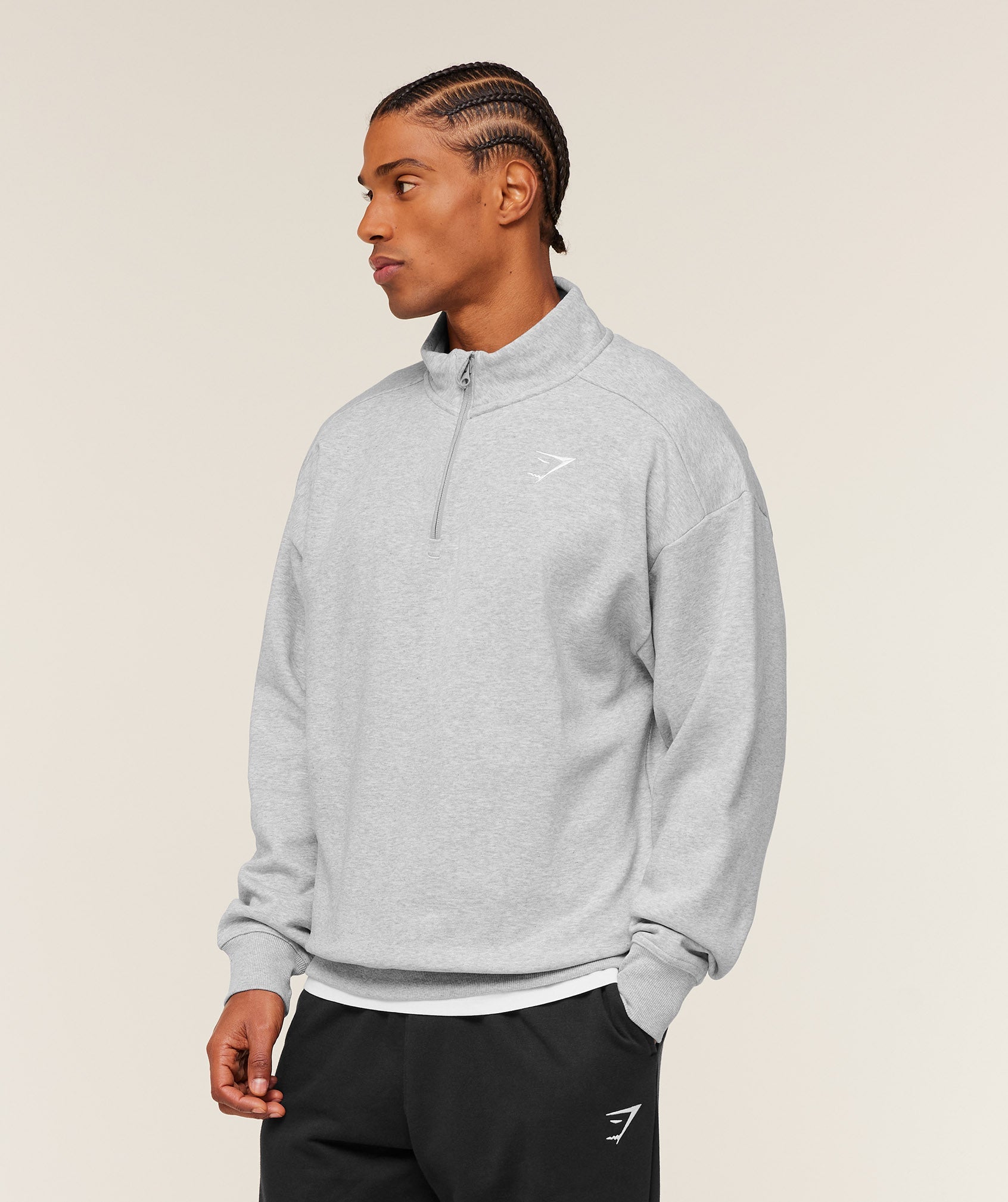 Crest Oversized 1/4 Zip - Light Grey Core Marl — imagem 3