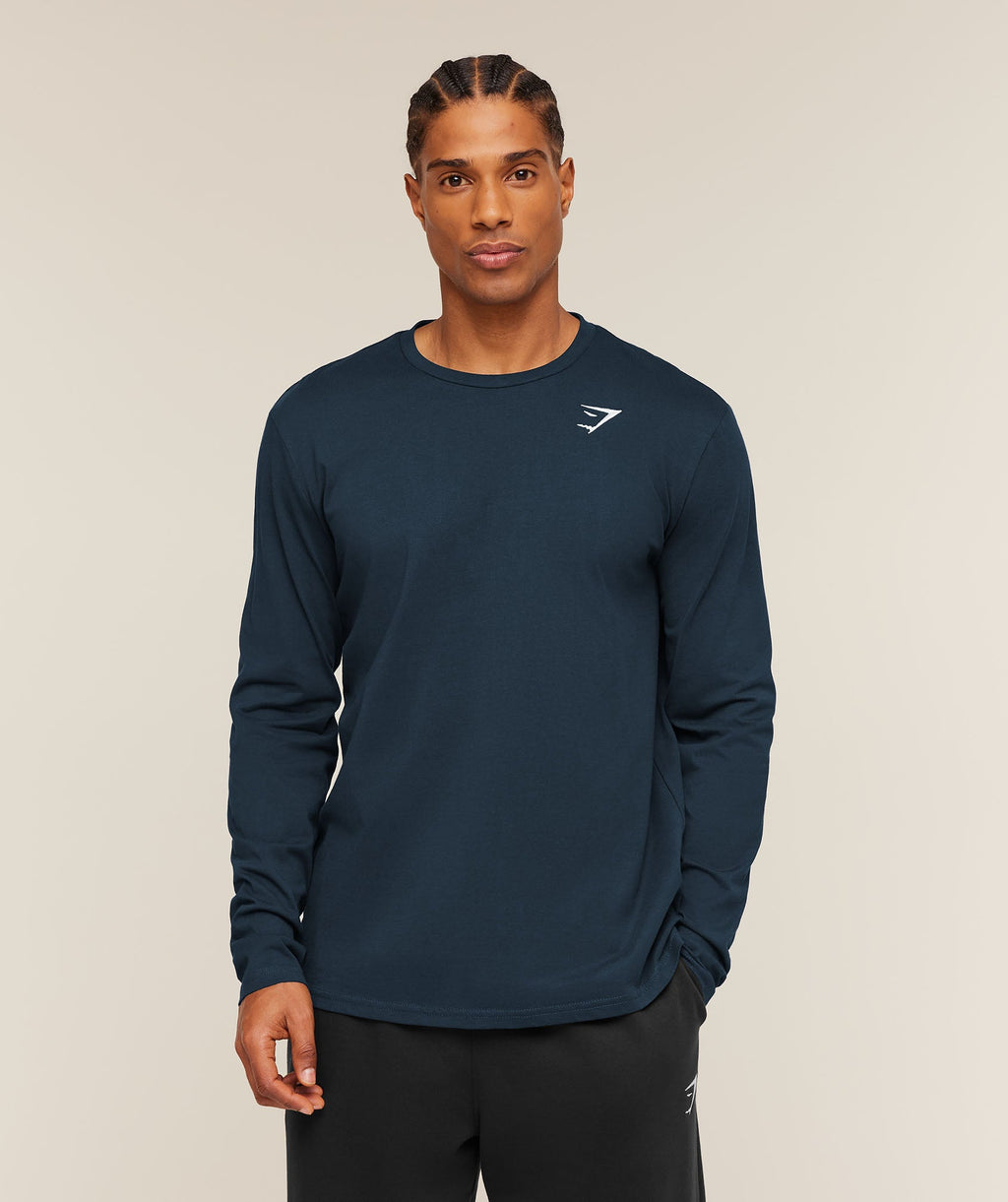 Crest Long Sleeve T-Shirt - Navy — imagem 1