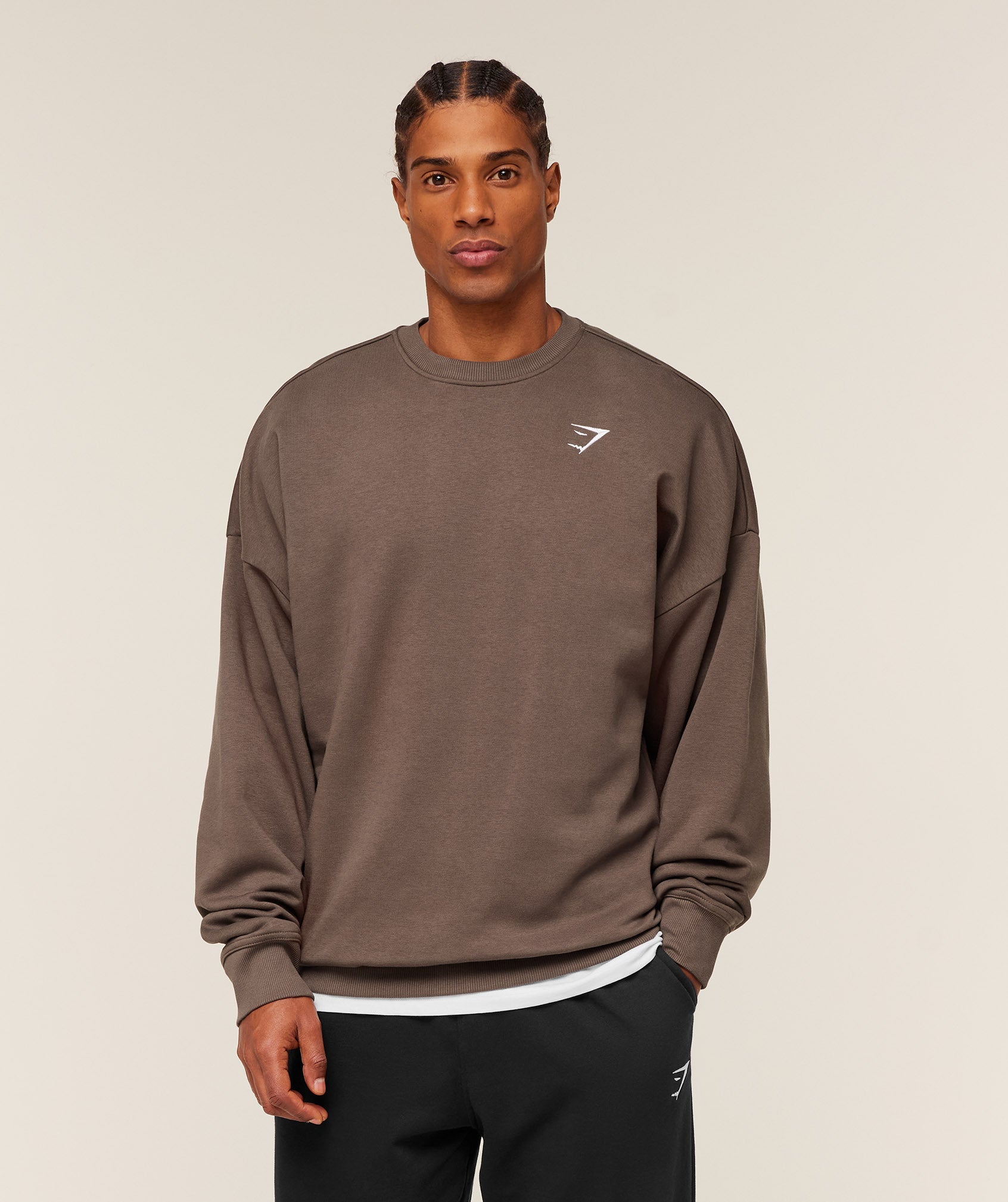 Oversized Crest Crew - Soft Brown — imagem 1
