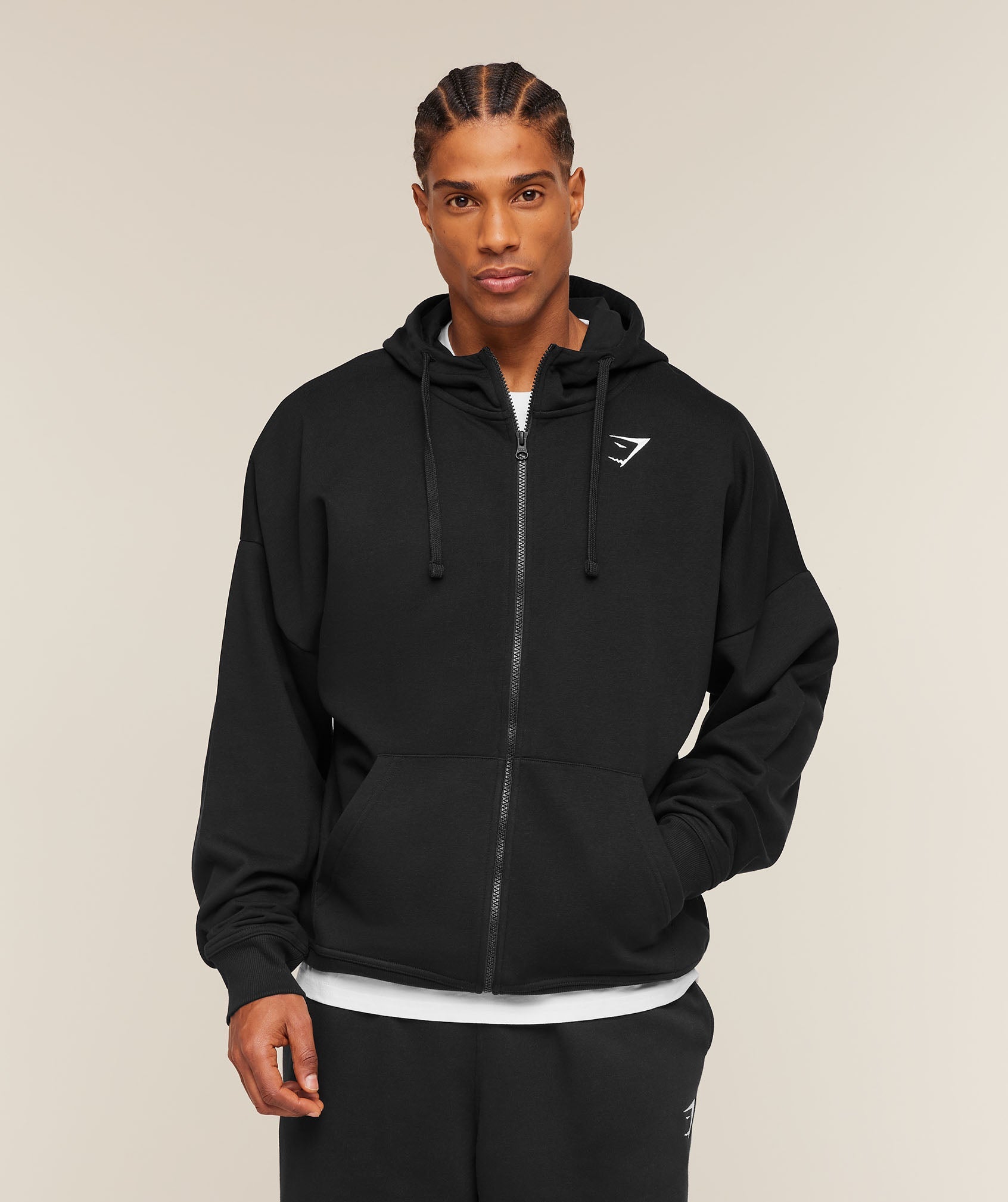 Crest Oversized Zip Up Hoodie - Black — imagem 1