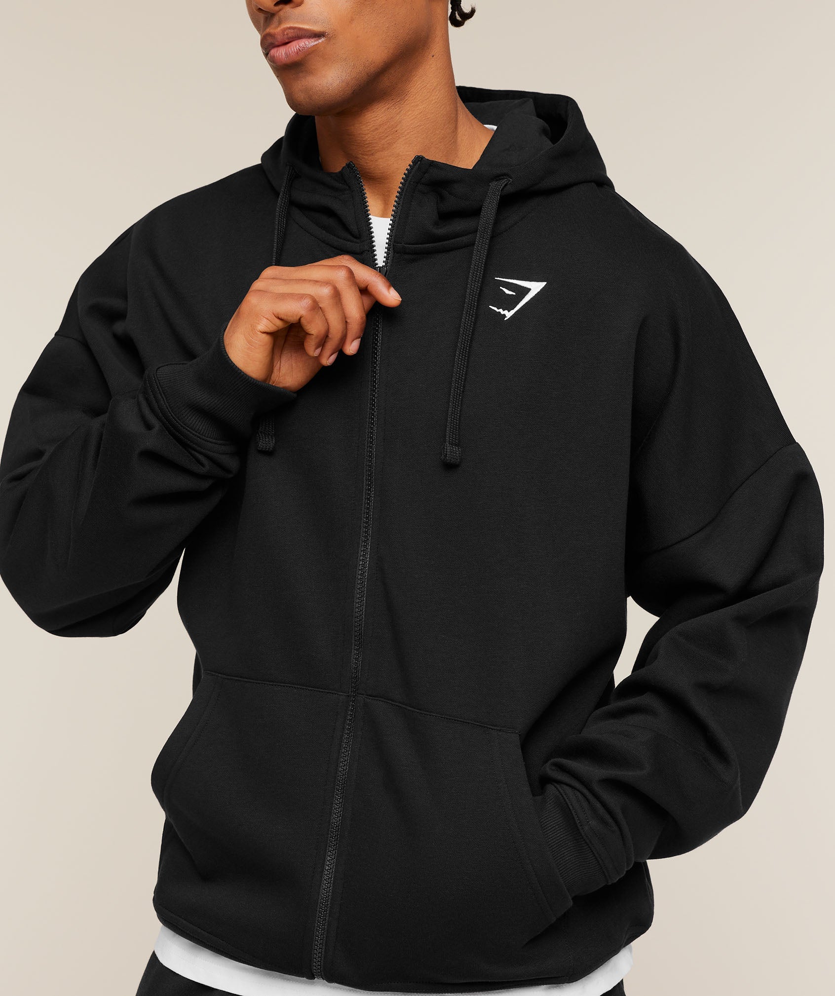 Crest Oversized Zip Up Hoodie - Black — imagem 4