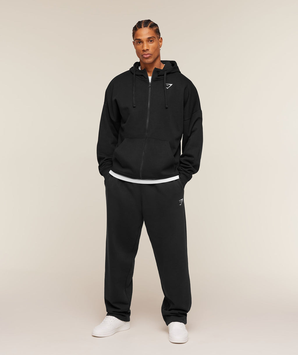 Crest Oversized Zip Up Hoodie - Black — imagem 5