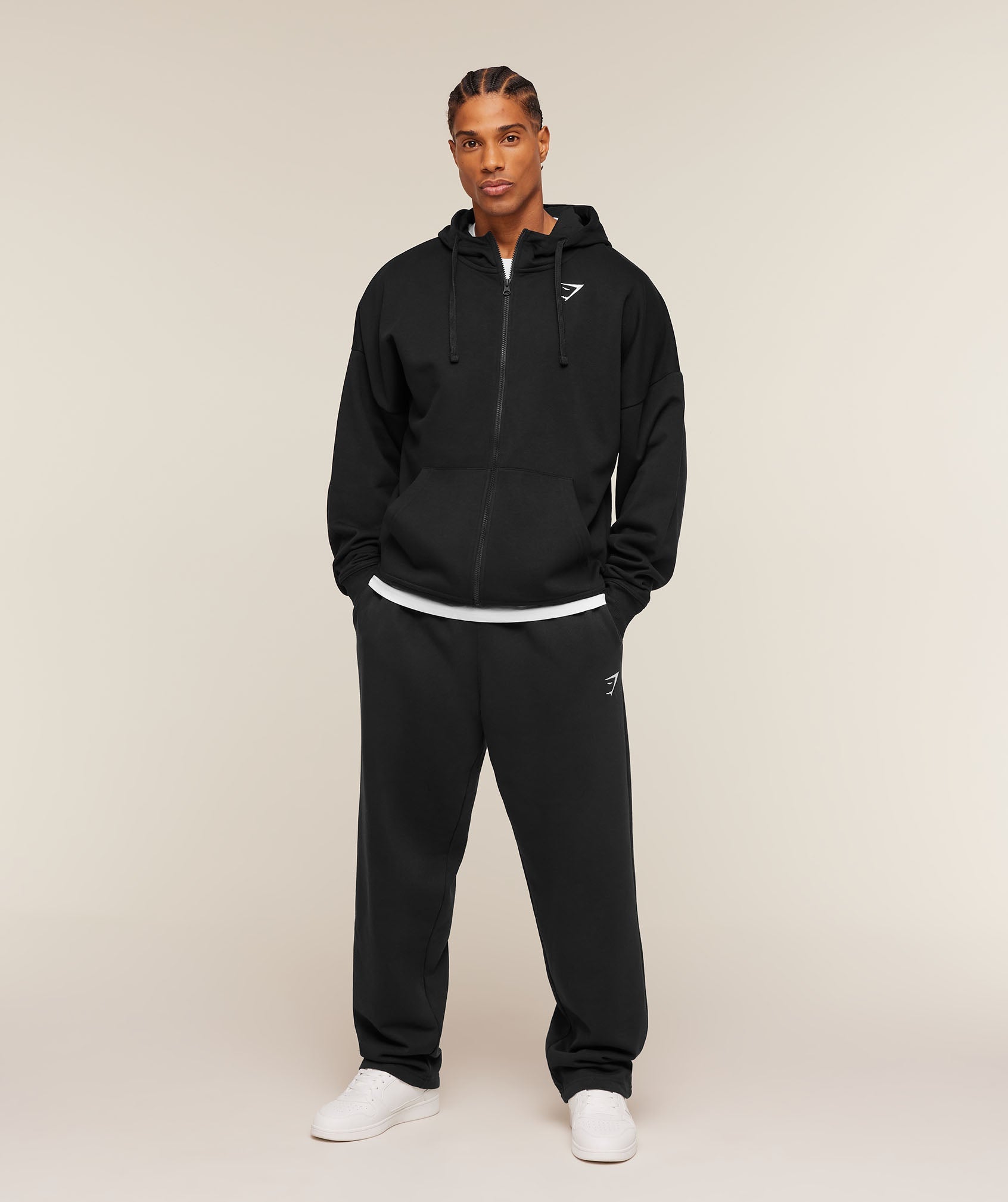 Crest Oversized Zip Up Hoodie - Black — imagem 5