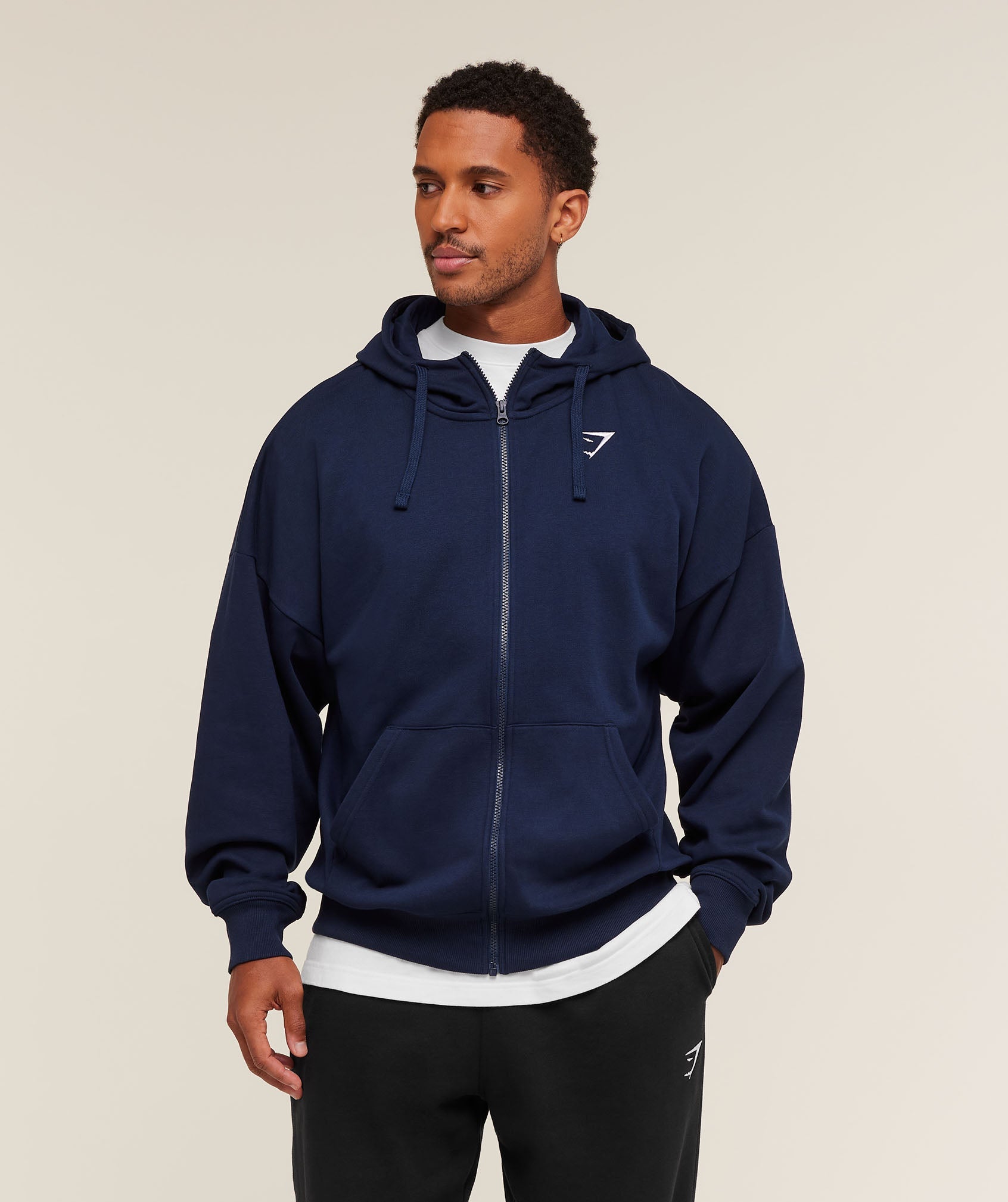 Crest Oversized Zip Up Hoodie - Navy — imagem 1