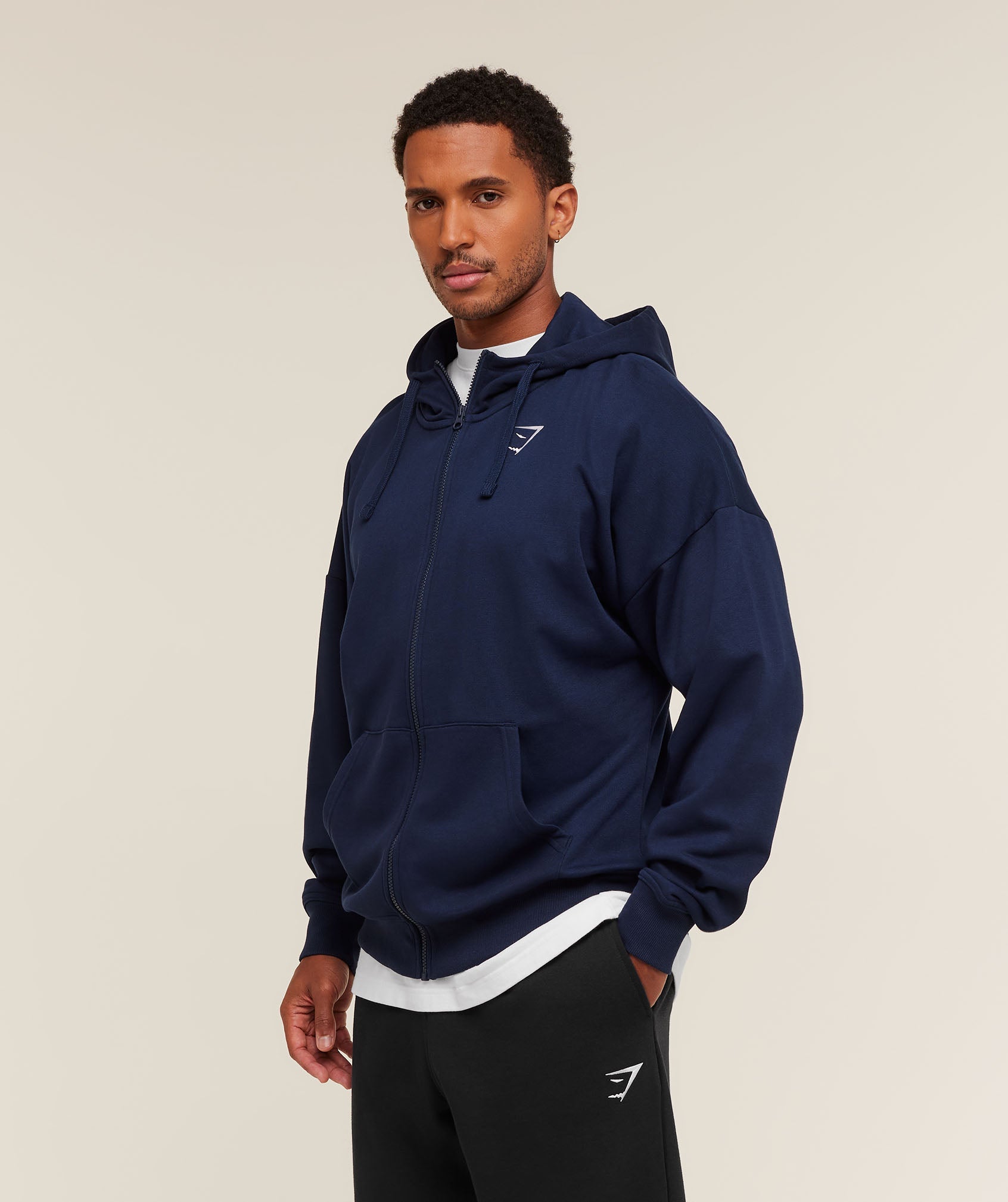 Crest Oversized Zip Up Hoodie - Navy — imagem 3