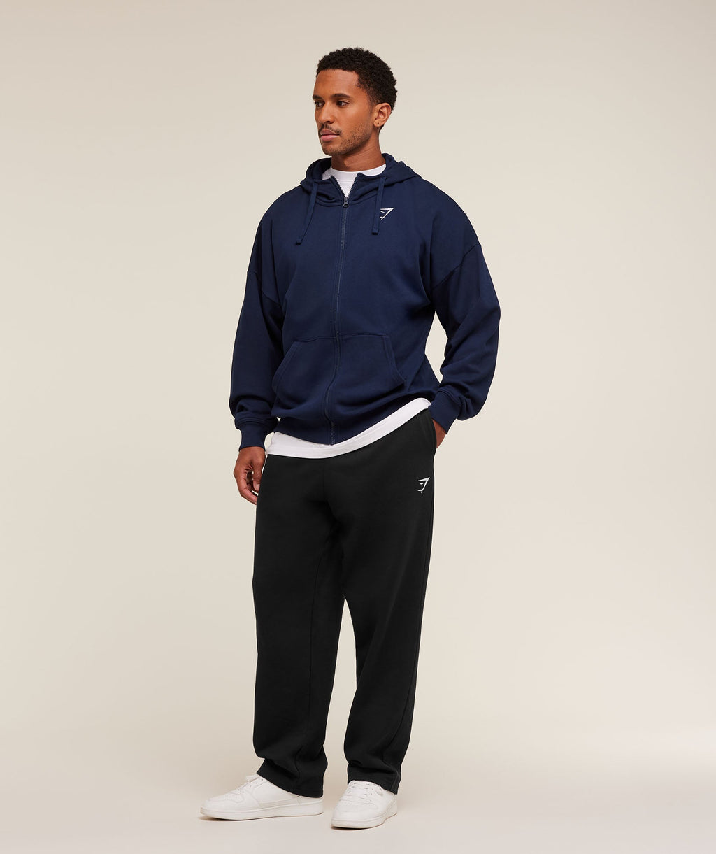 Crest Oversized Zip Up Hoodie - Navy — imagem 4