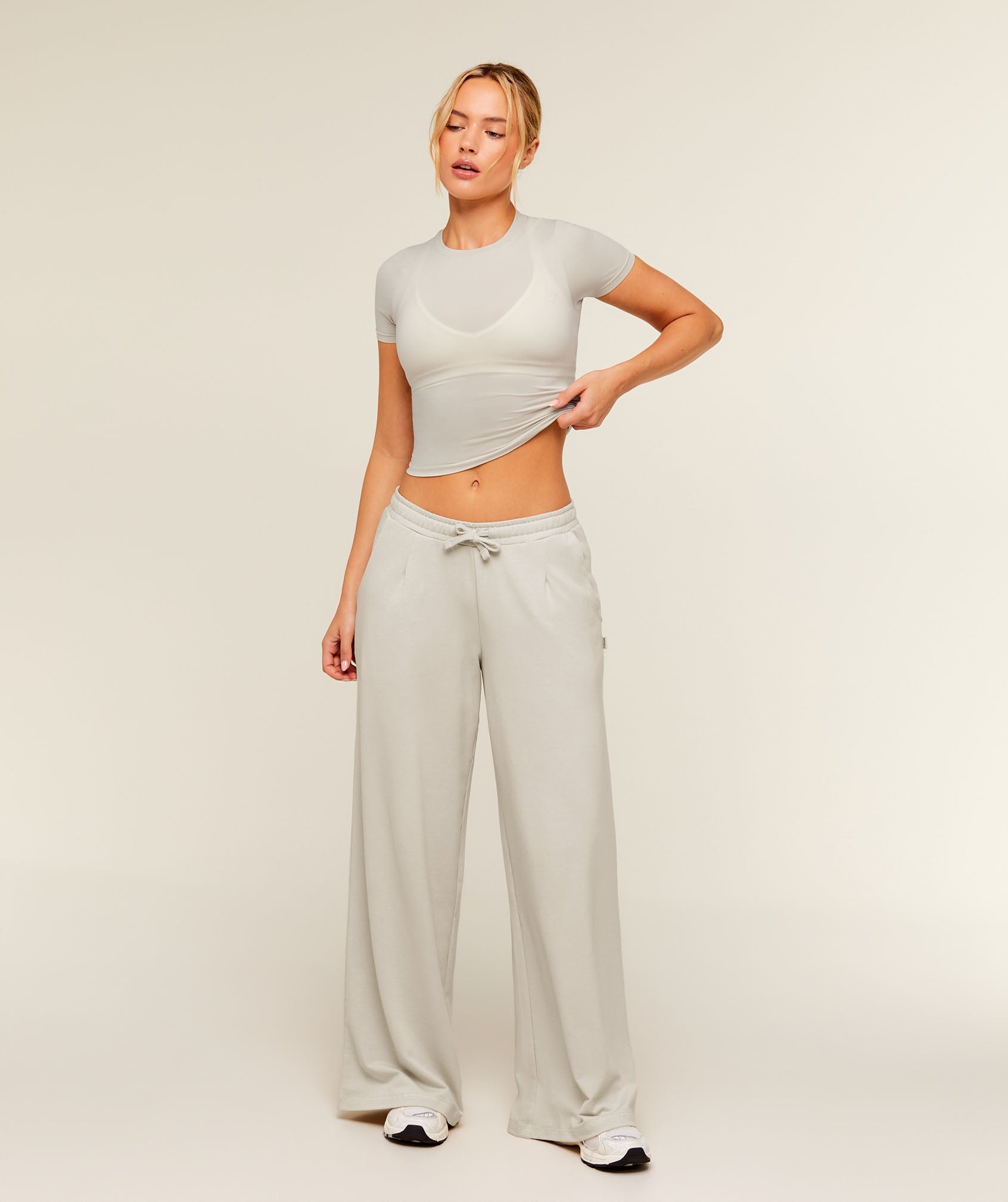 Lightweight Wide Leg Pants Regular - Pebble Grey — imagem 6