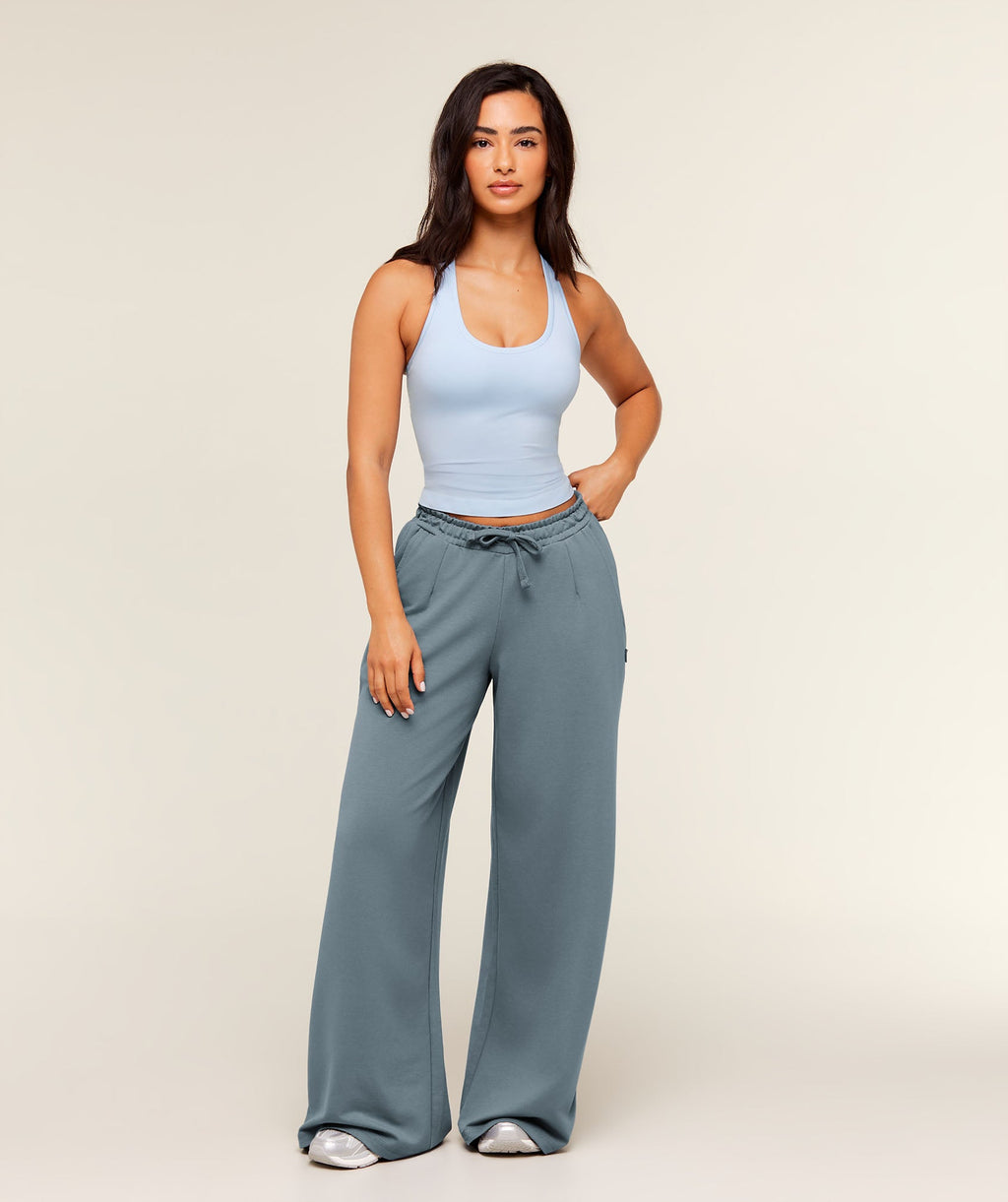Lightweight Wide Leg Pant Short - Iron Blue — imagem 5