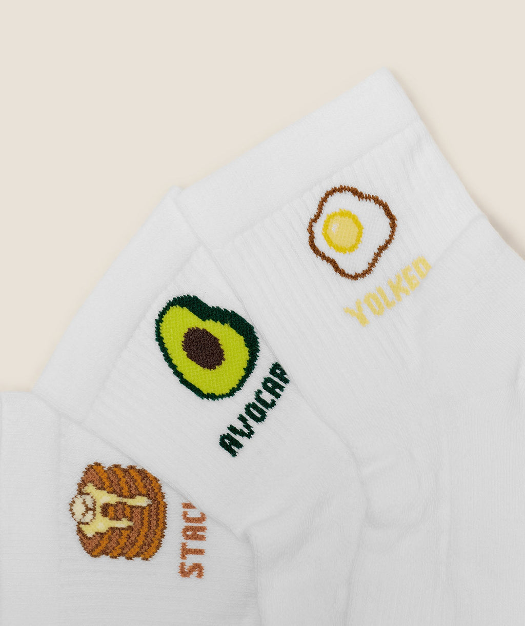 Breakfast Graphic Midi Socks 3pk - White — imagem 2