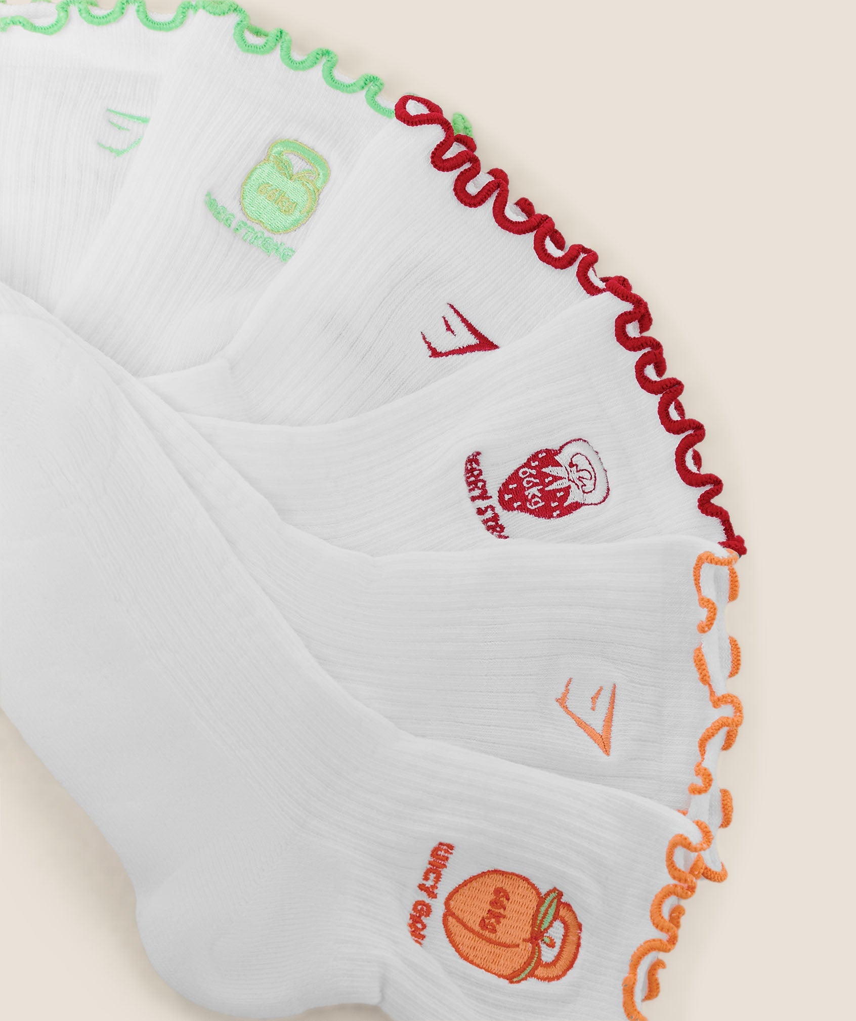 Fruity Graphic Midi Frill Socks 3pk - White — imagem 2