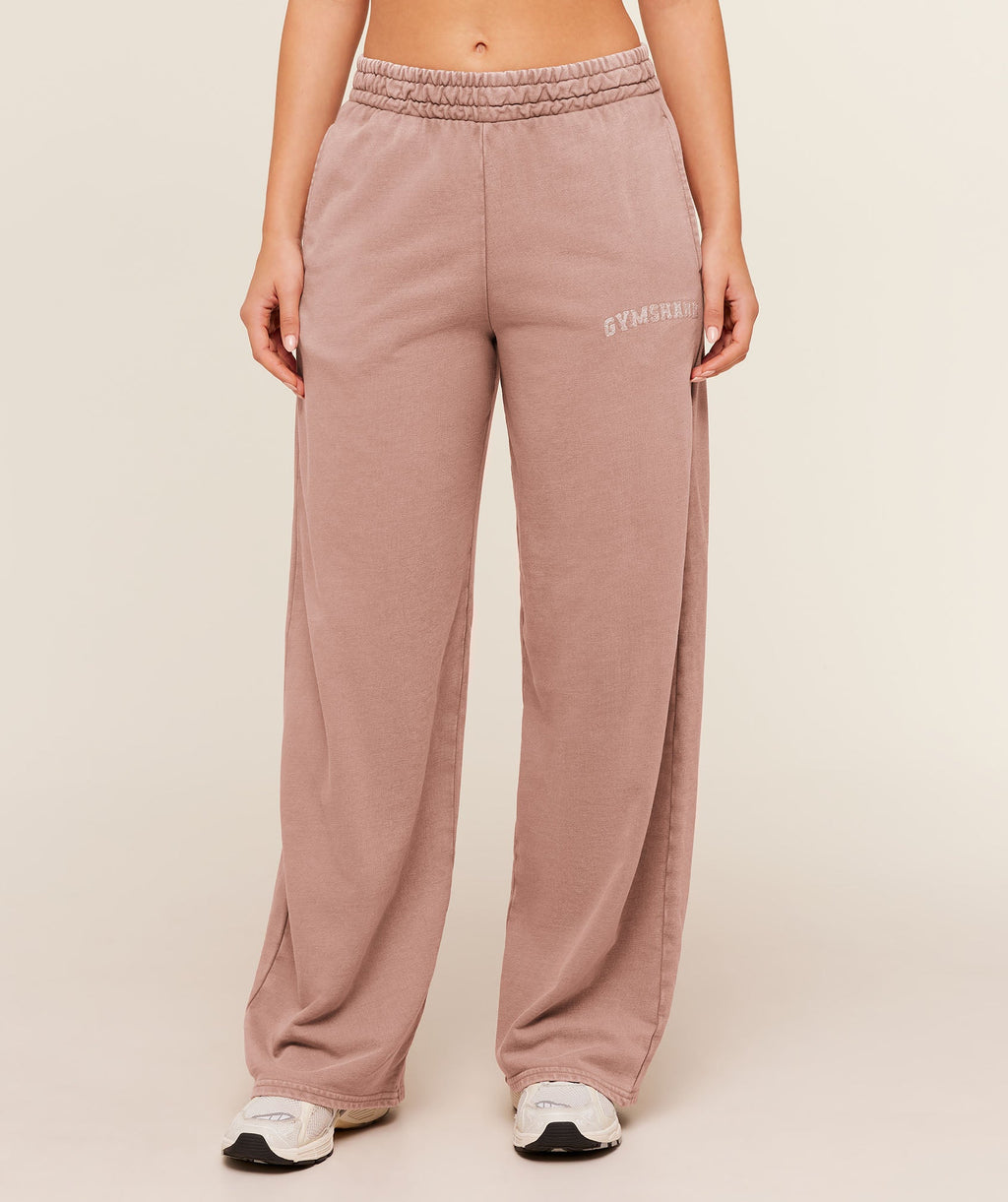 Chainstitch Graphic Wide Leg Joggers - Chestnut Pink/Wash — imagem 1