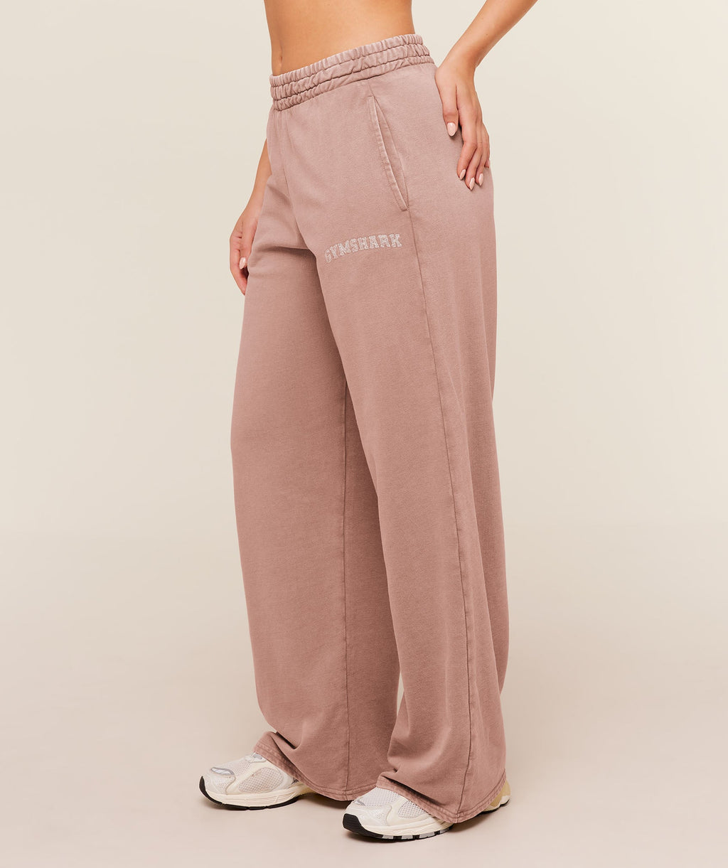 Chainstitch Graphic Wide Leg Joggers - Chestnut Pink/Wash — imagem 3